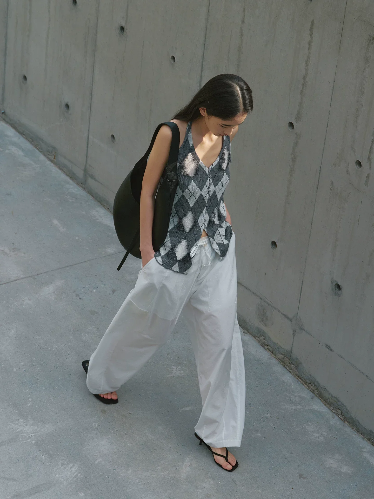 Distressed Argyle Halter Top - Image 6