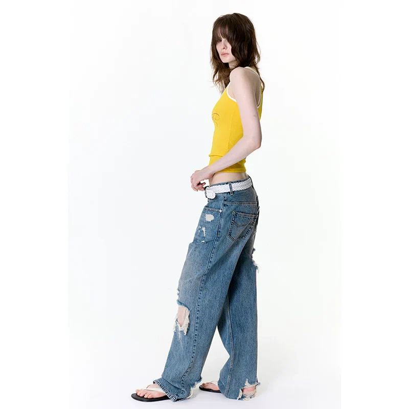 Distressed Blue Denim Jeans - Image 4