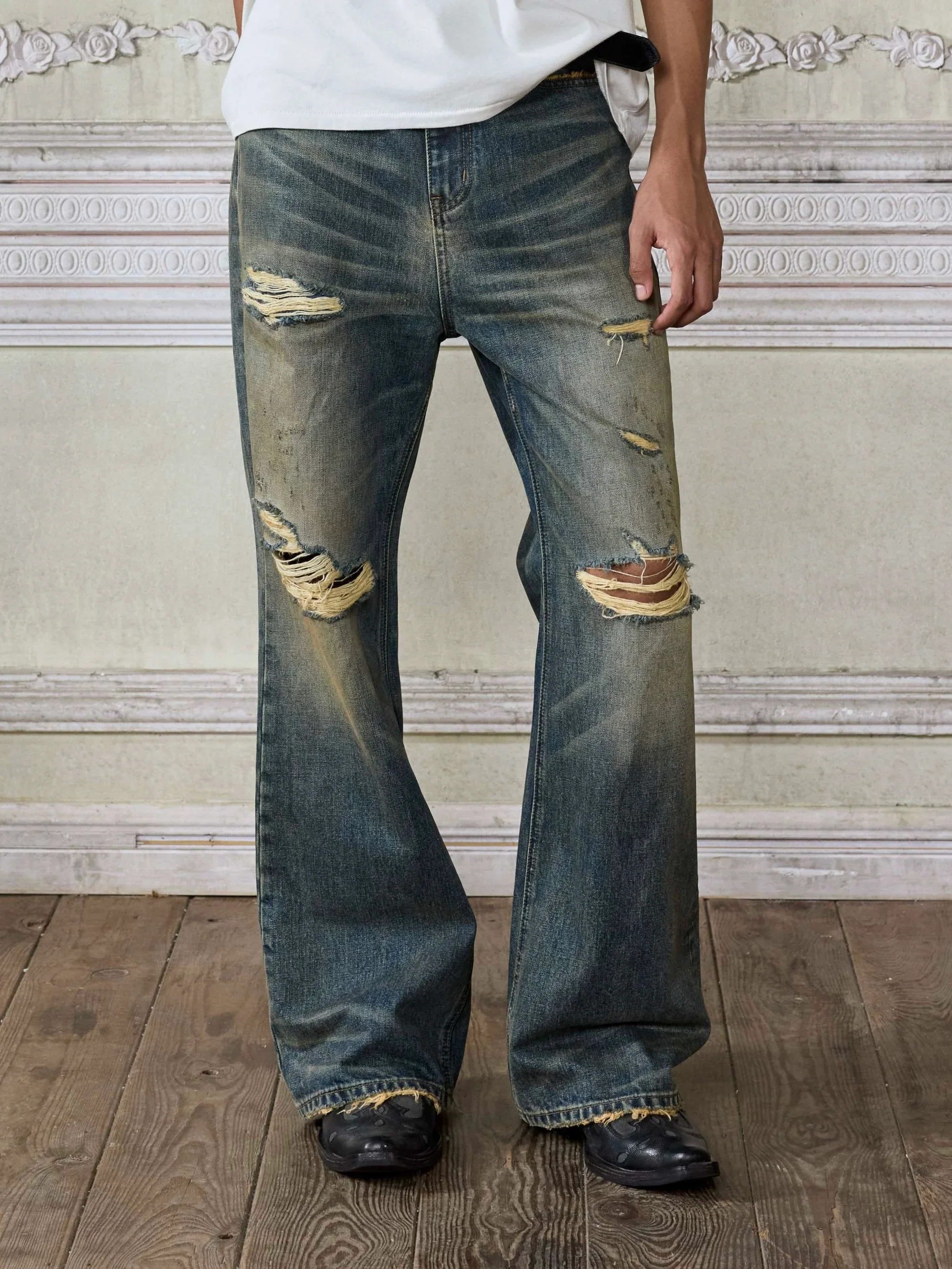 Distressed Blue Jeans