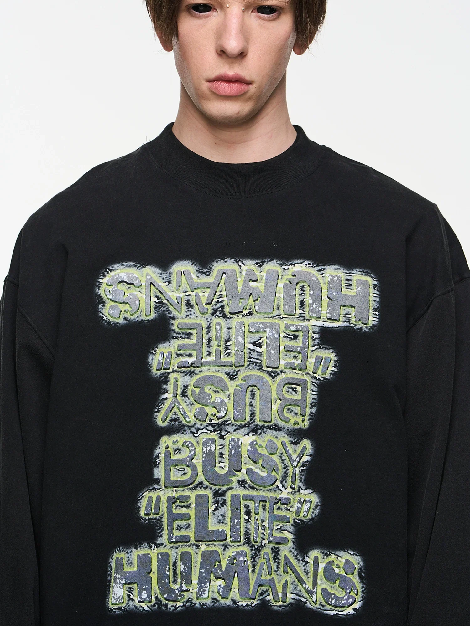 Distressed Contrast Print Long-Sleeve Tee - Image 2
