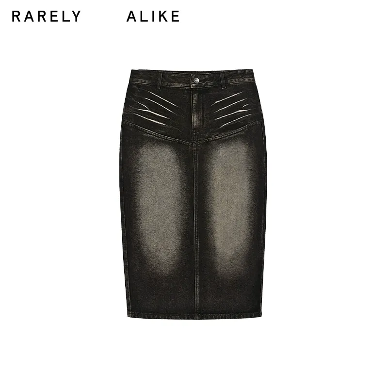 Distressed Denim Midi Skirt - Image 8