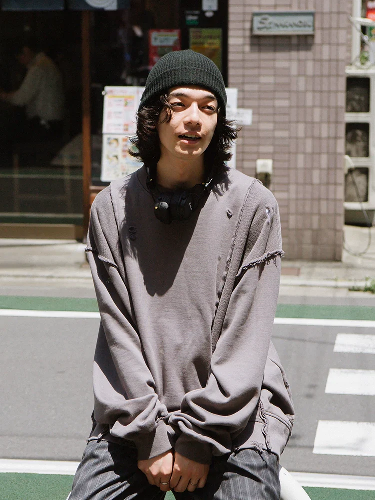 Distressed Grey Crewneck Sweatshirt - Image 3