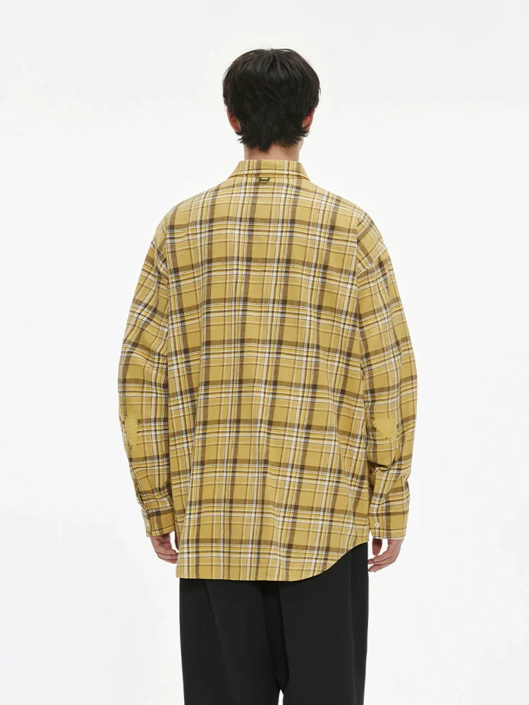 Distressed Plaid Patch Pocket Shirt - Image 3