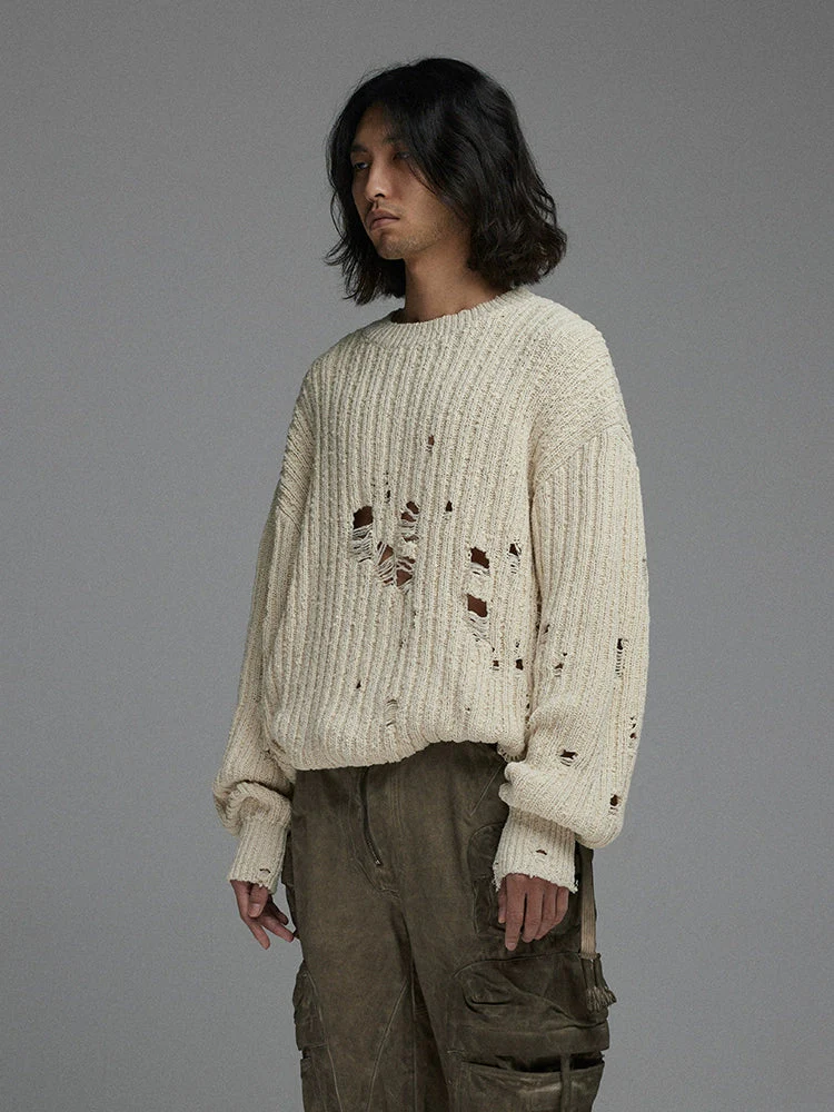 Distressed Ribbed Knit Sweater - Image 2
