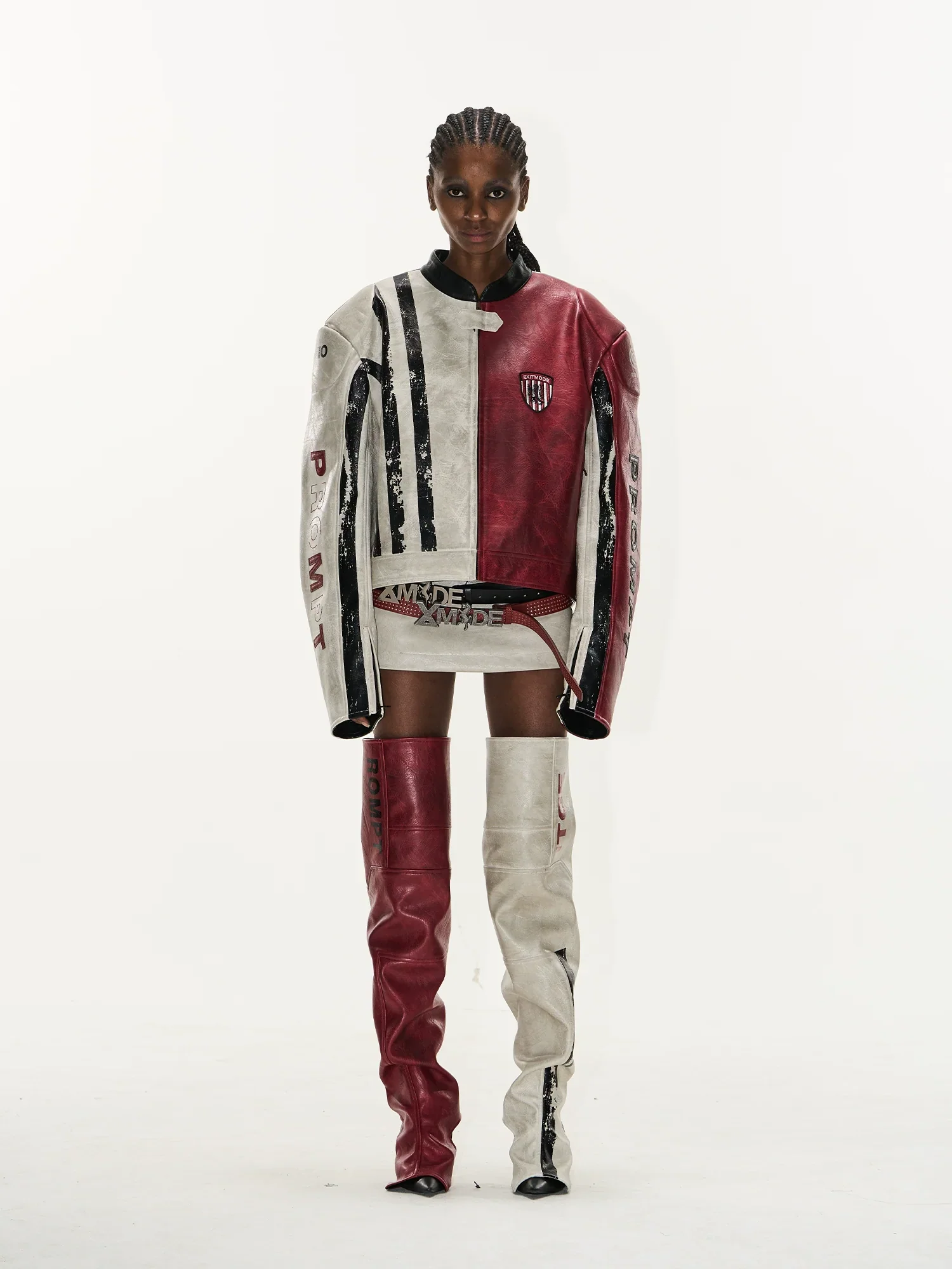 Distressed Two-Tone Leather Jacket
