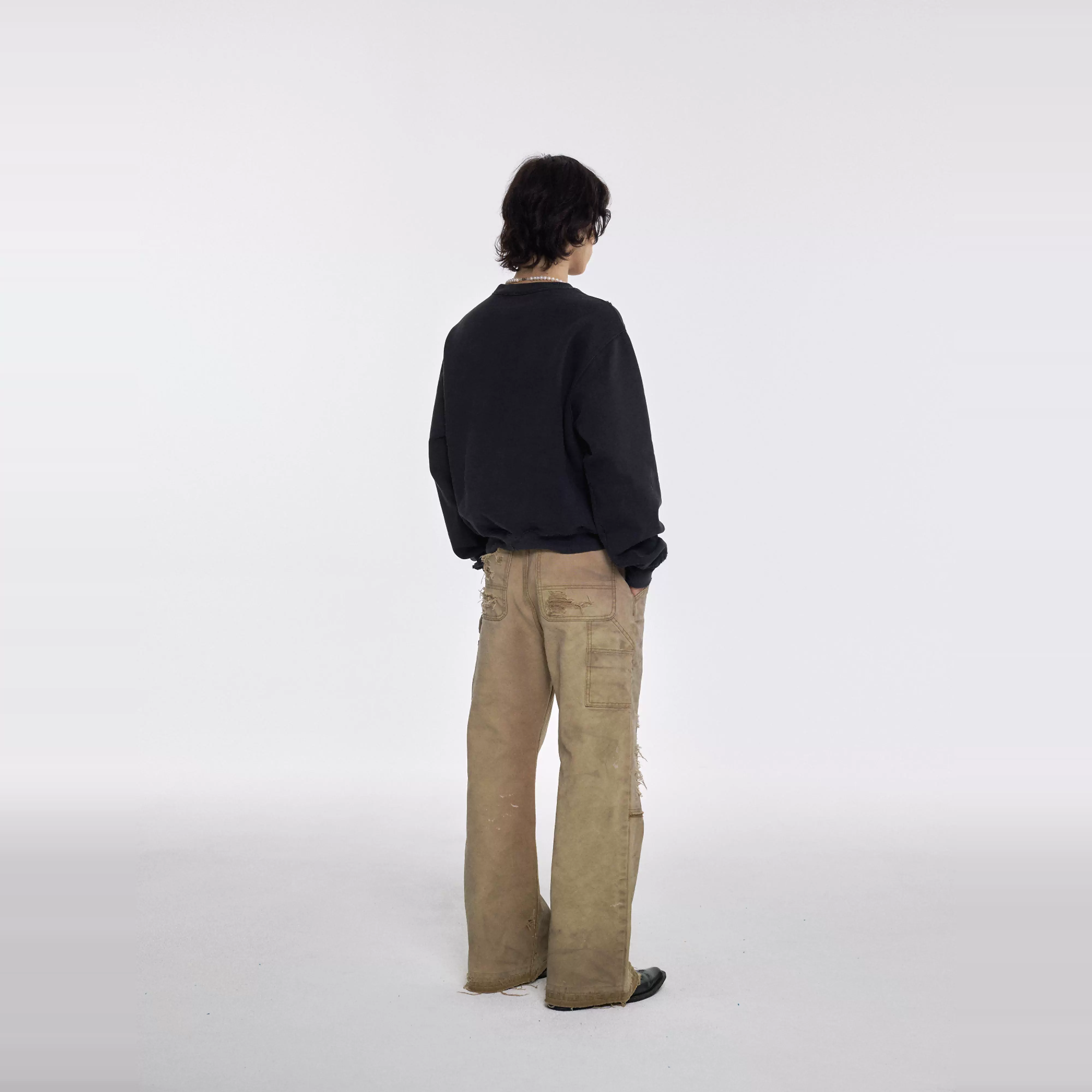 Distressed Wide Neck Sweatshirt - Image 4