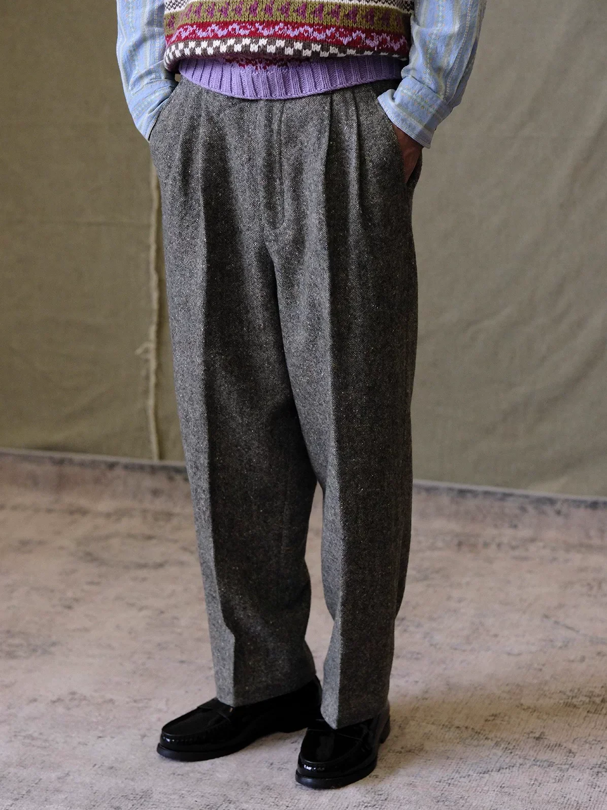 Donegal Tweed Pleated Trousers - Image 2