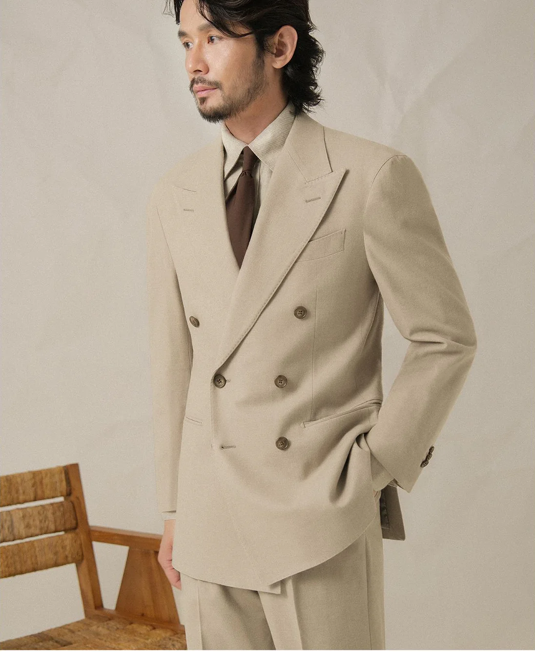 Double-Breasted Beige Suit - Image 13