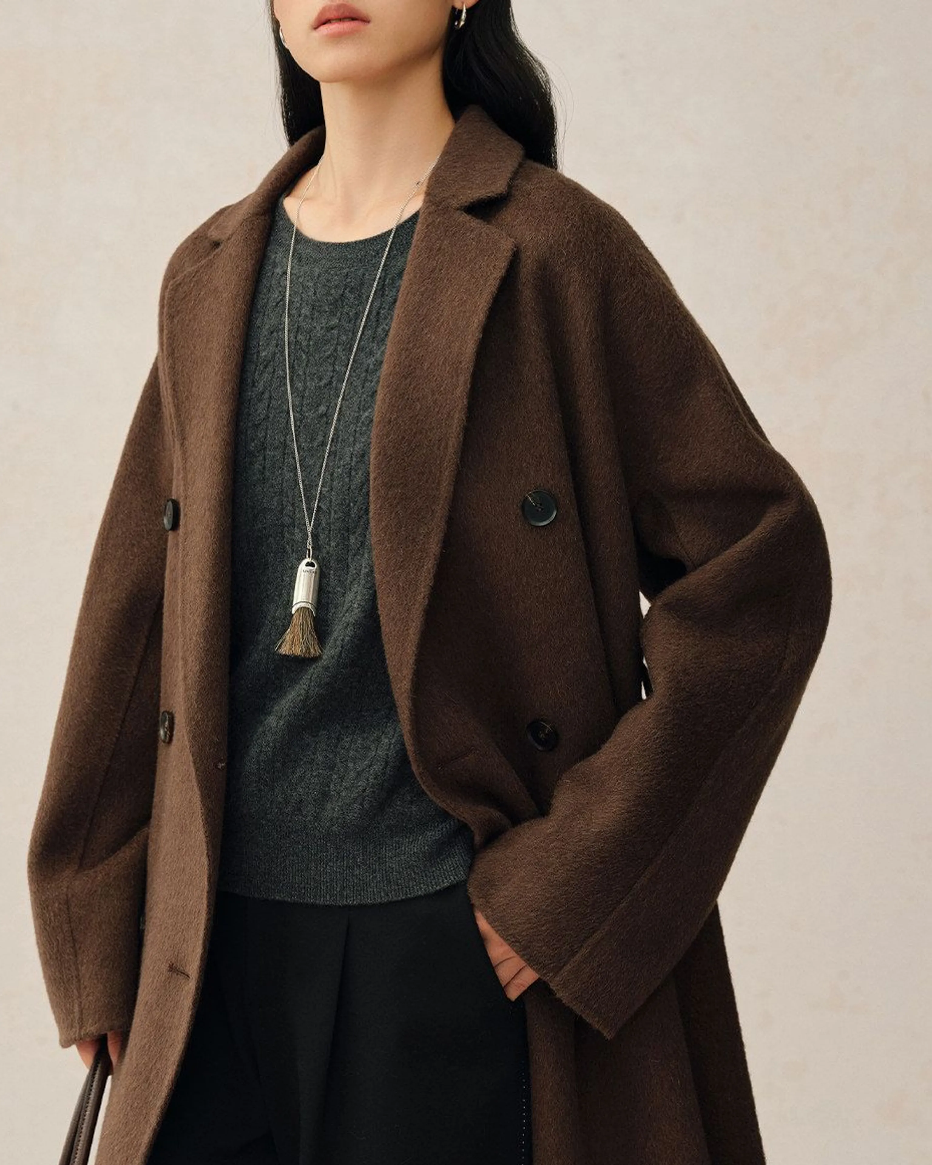 Double-Breasted Camel Wool Belted Coat - Image 3