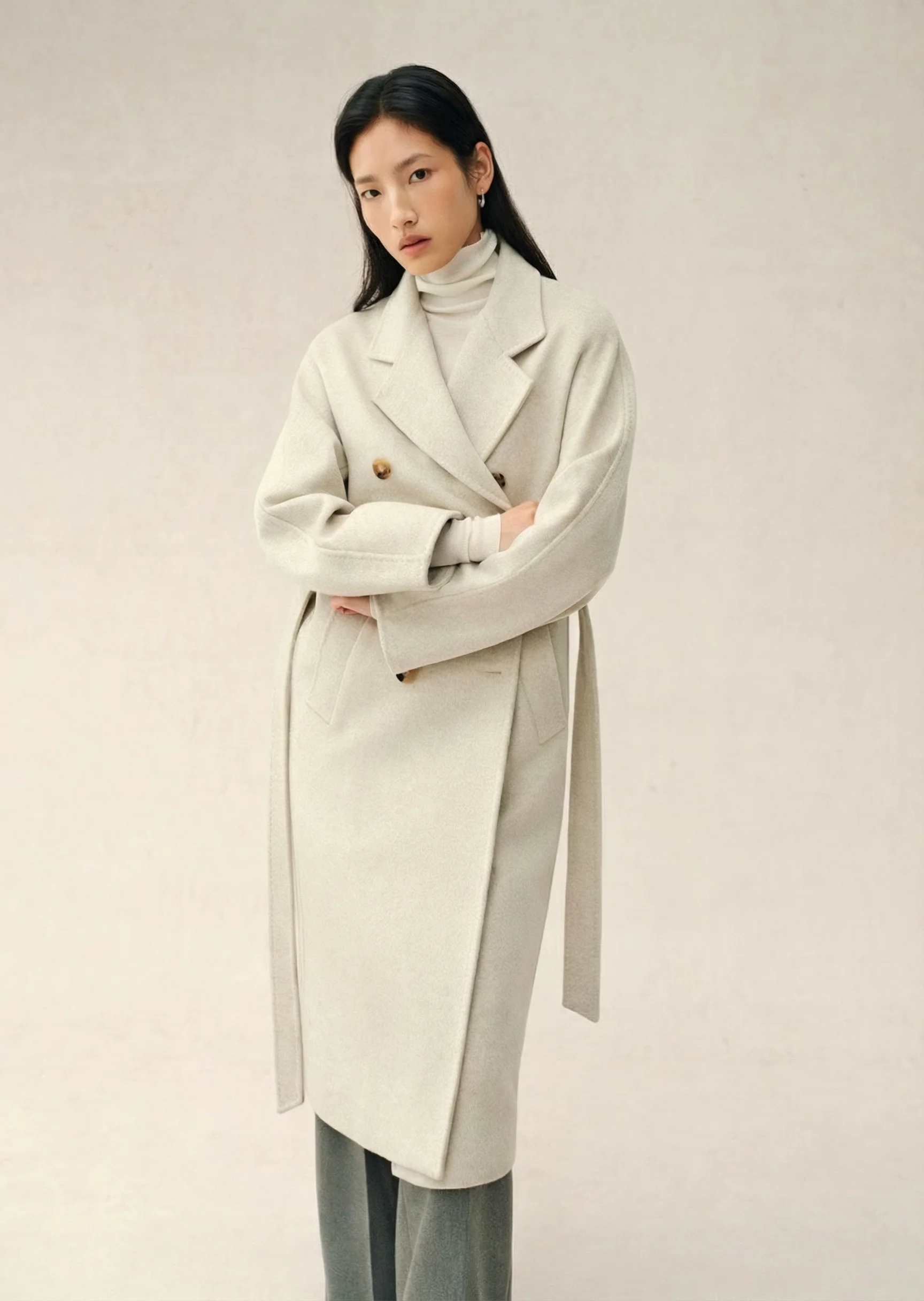 Double-Breasted Cashmere Blend Belted Coat - Image 5