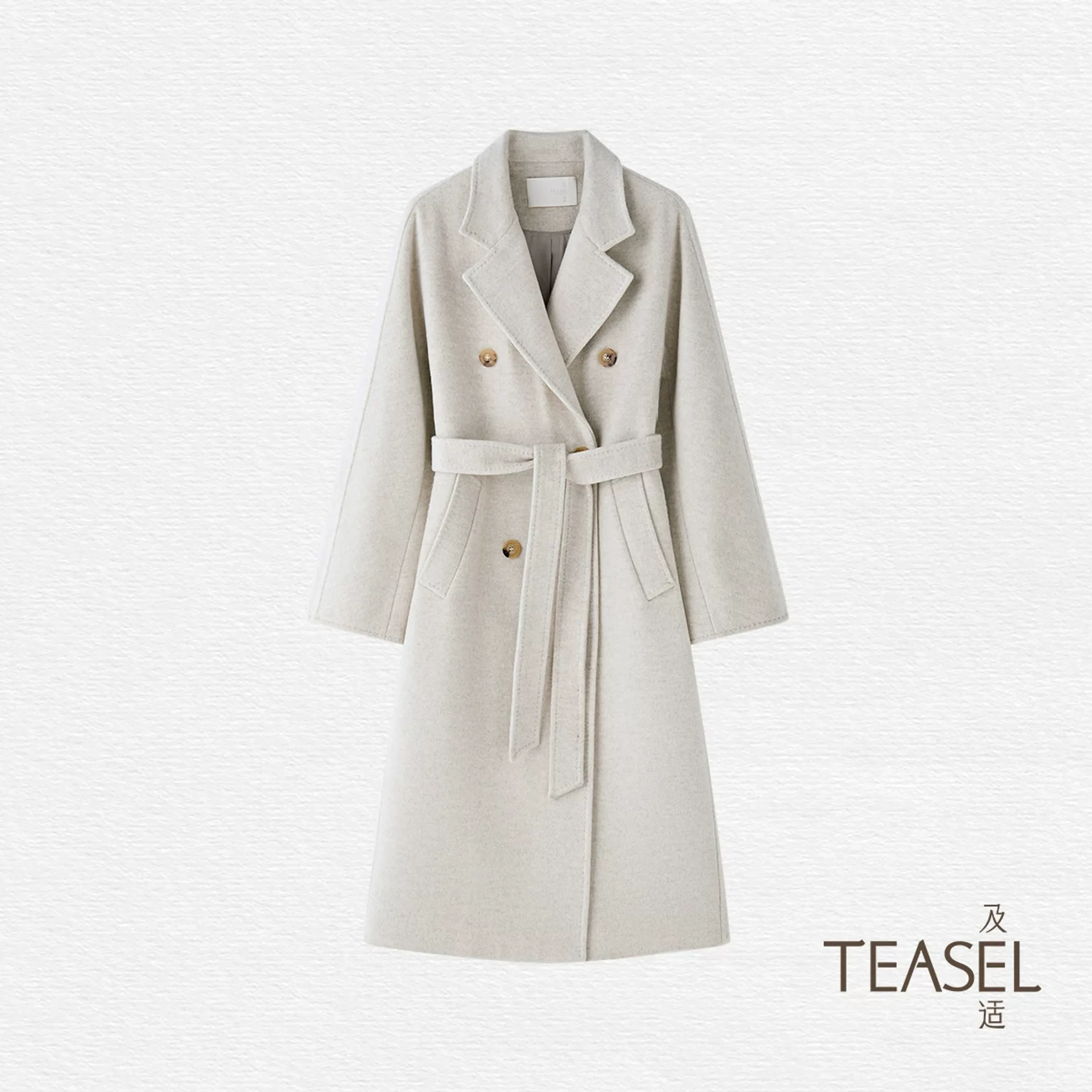 Double-Breasted Cashmere Blend Belted Coat - Image 6