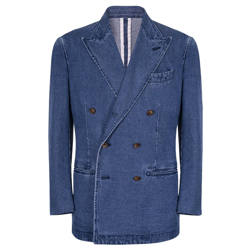 Double-Breasted Denim Blazer