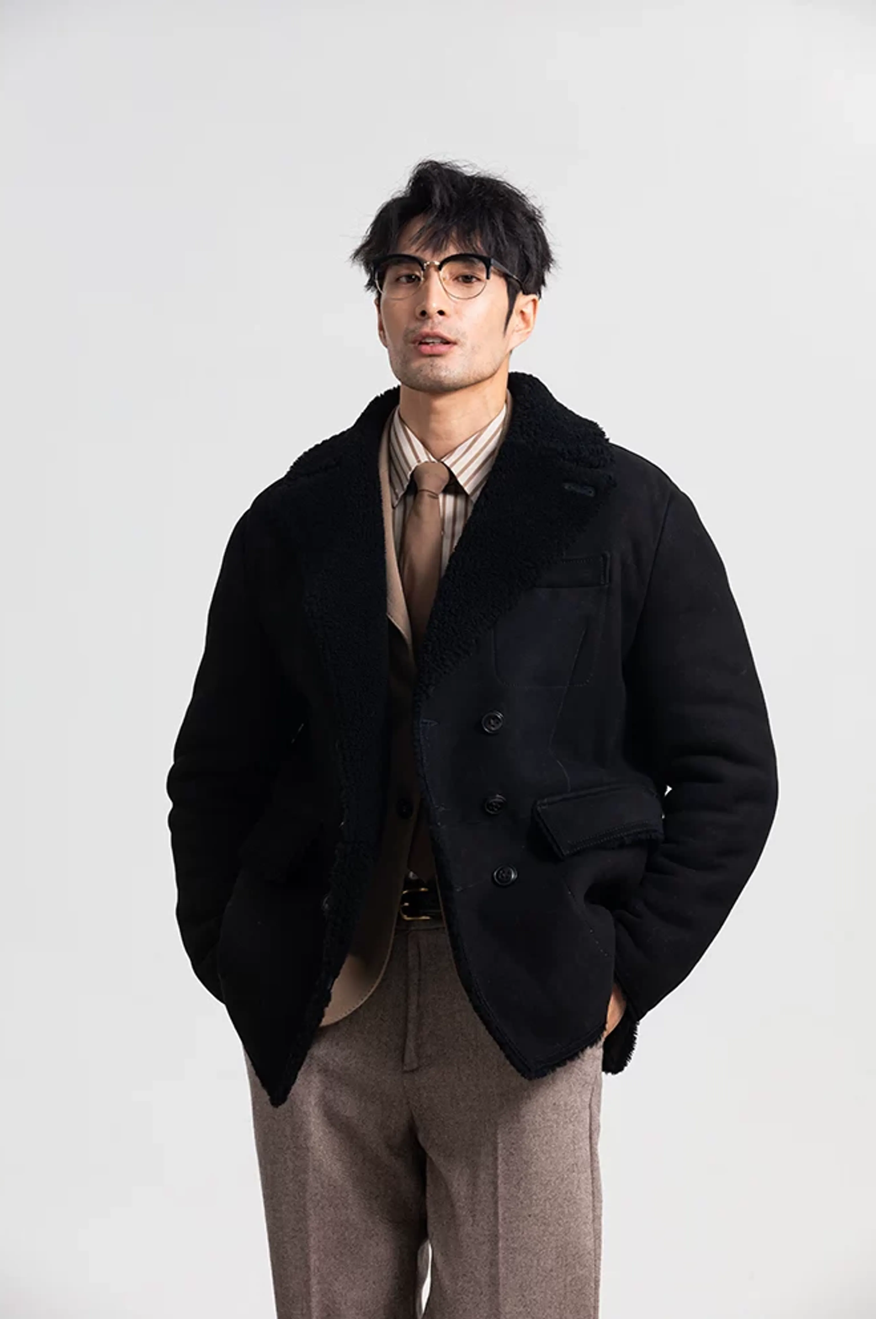 Double-Breasted Merino Shearling Coat - Image 4