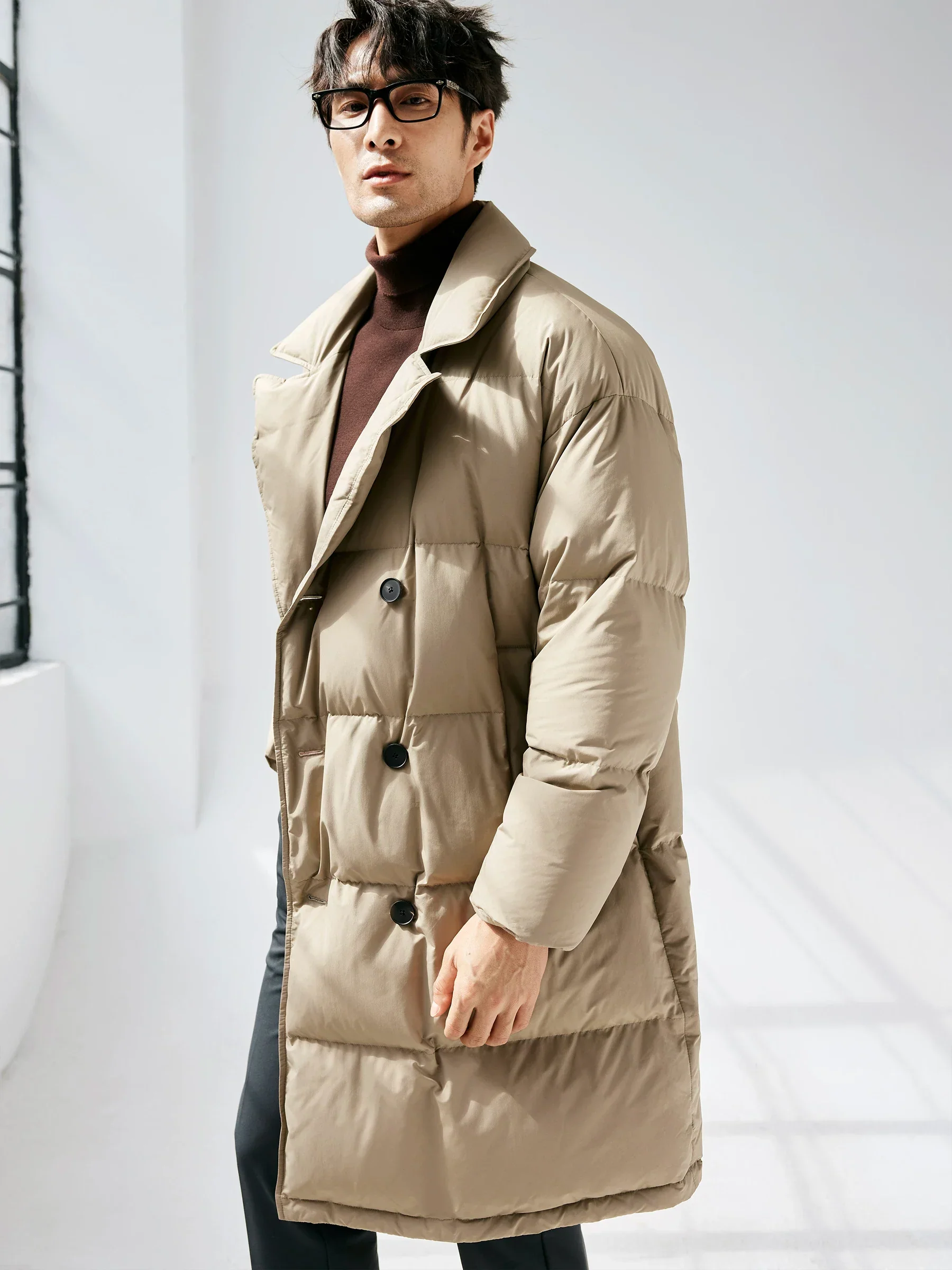 Double-Breasted Mid-Length Goose Down Coat - Image 3
