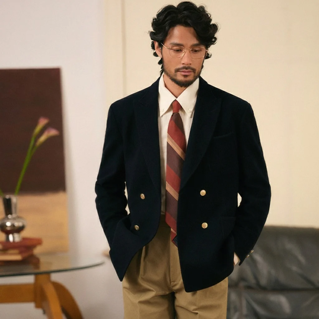 Double-Breasted Navy Blazer - Image 4