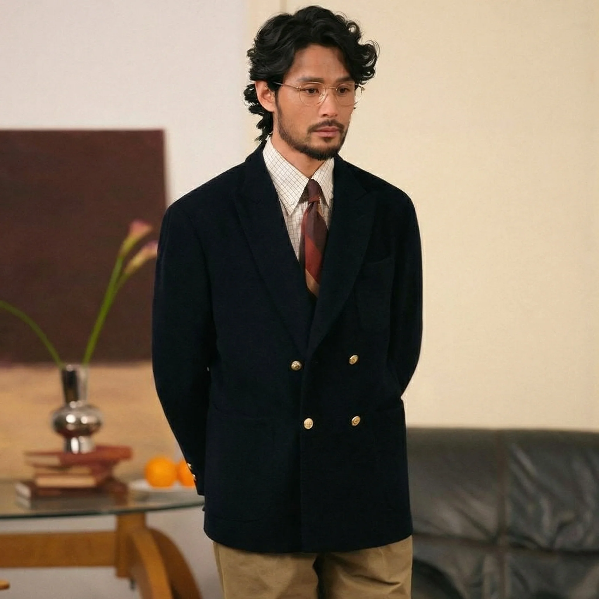 Double-Breasted Navy Blazer - Image 7