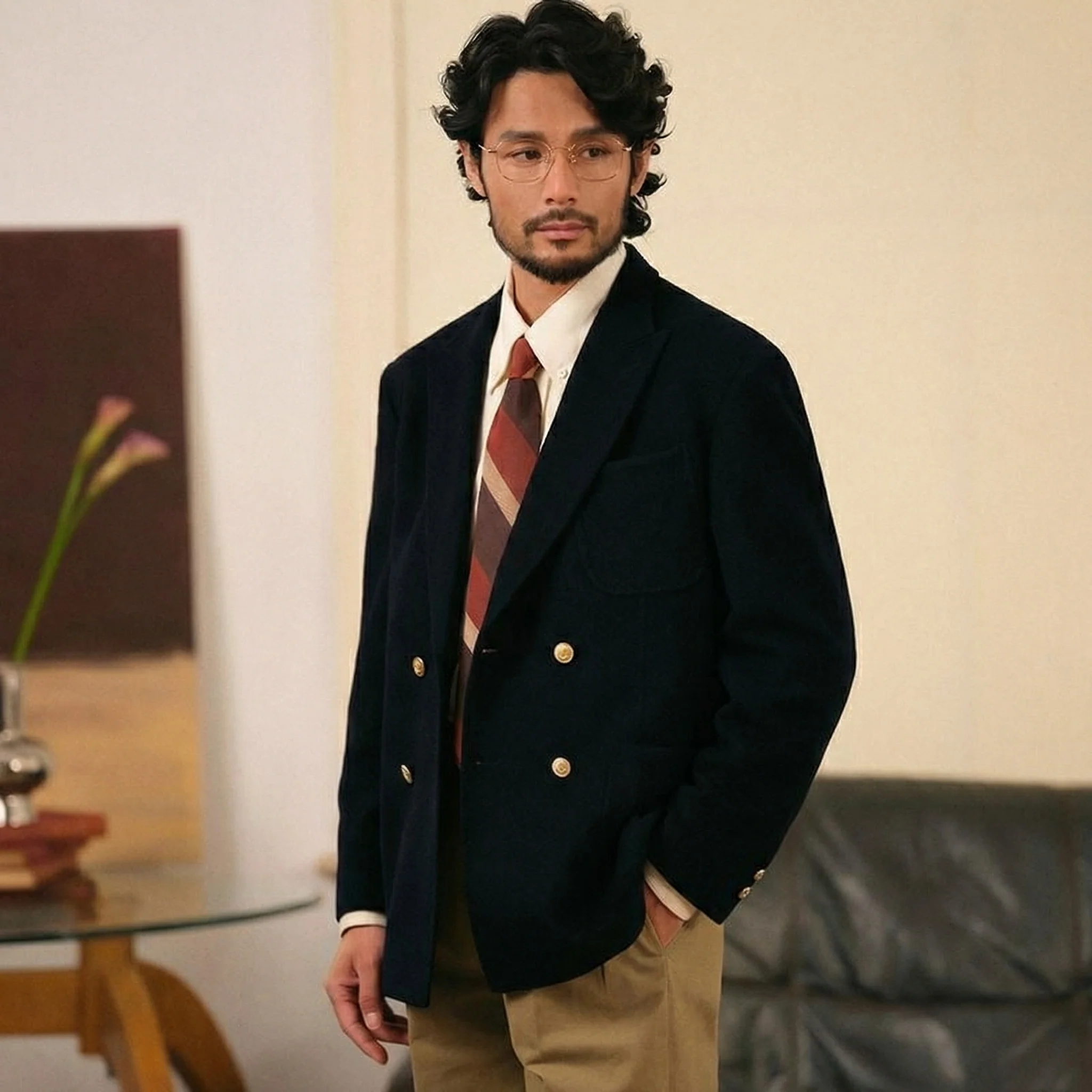 Double-Breasted Navy Blazer - Image 8