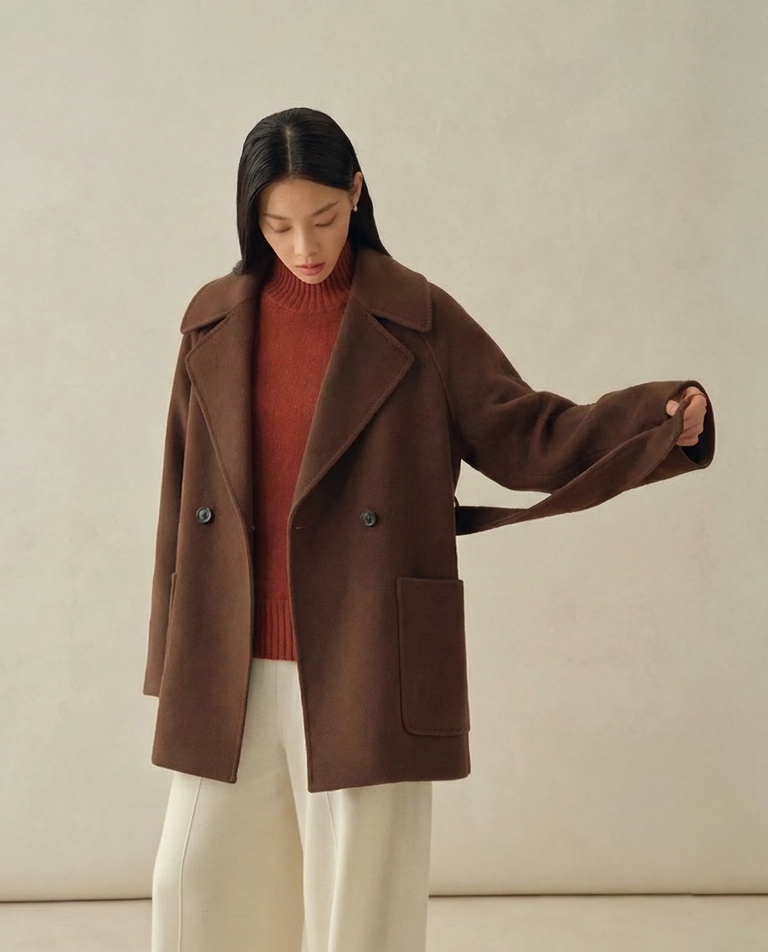Double-Breasted Notch-Lapel Cashmere Coat - Image 9