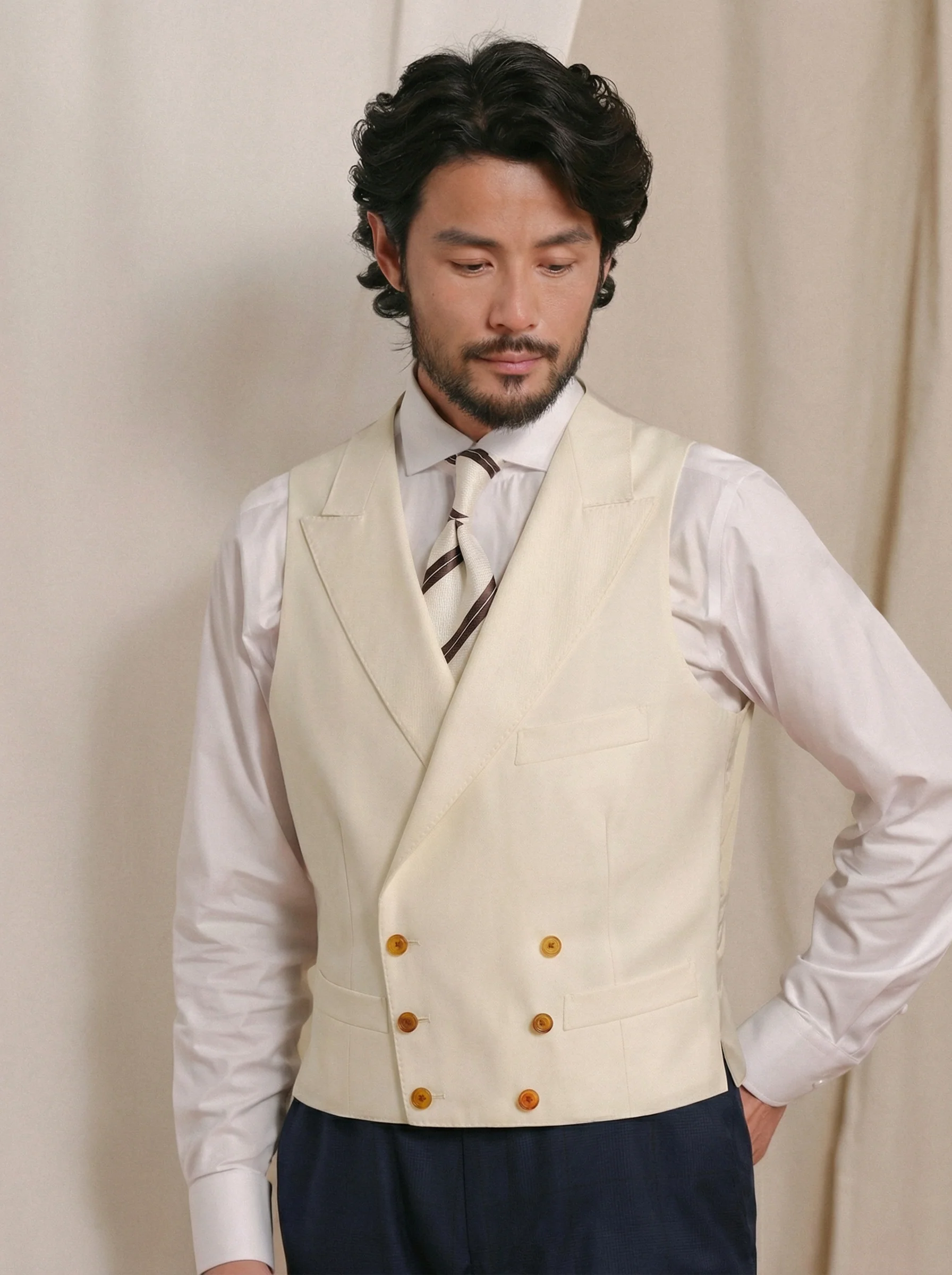 Double-Breasted Shawl-Collar Vest - Image 6
