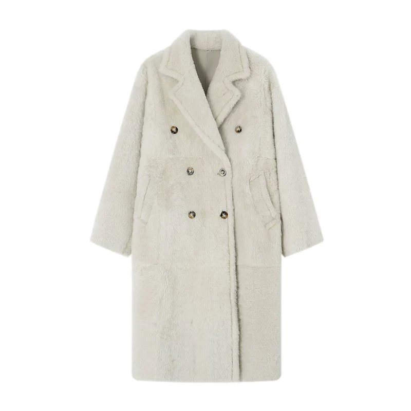 Double-Breasted Shearling Coat - Image 2