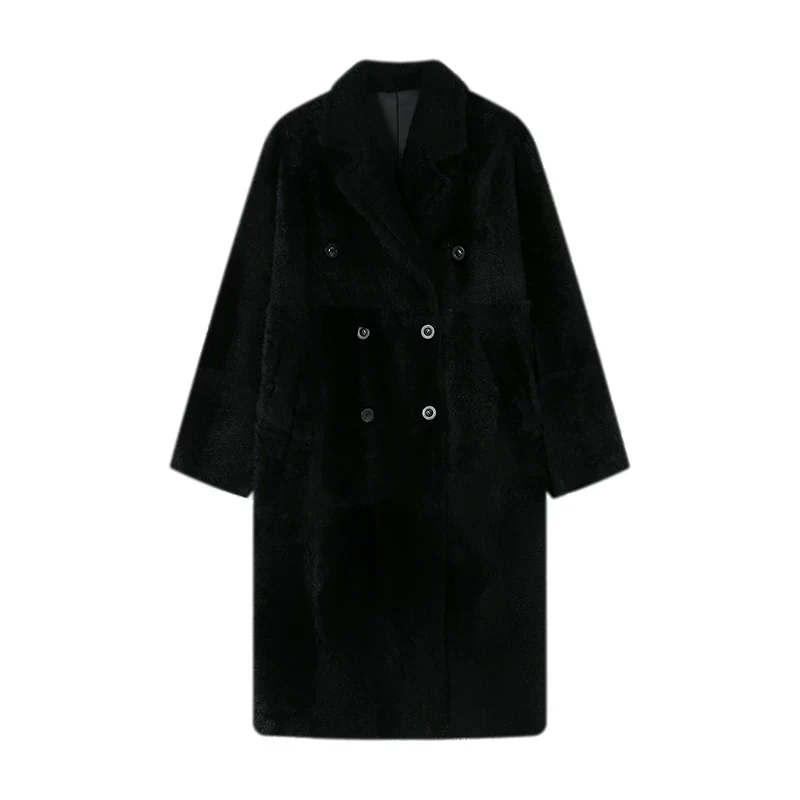 Double-Breasted Shearling Coat - Image 3