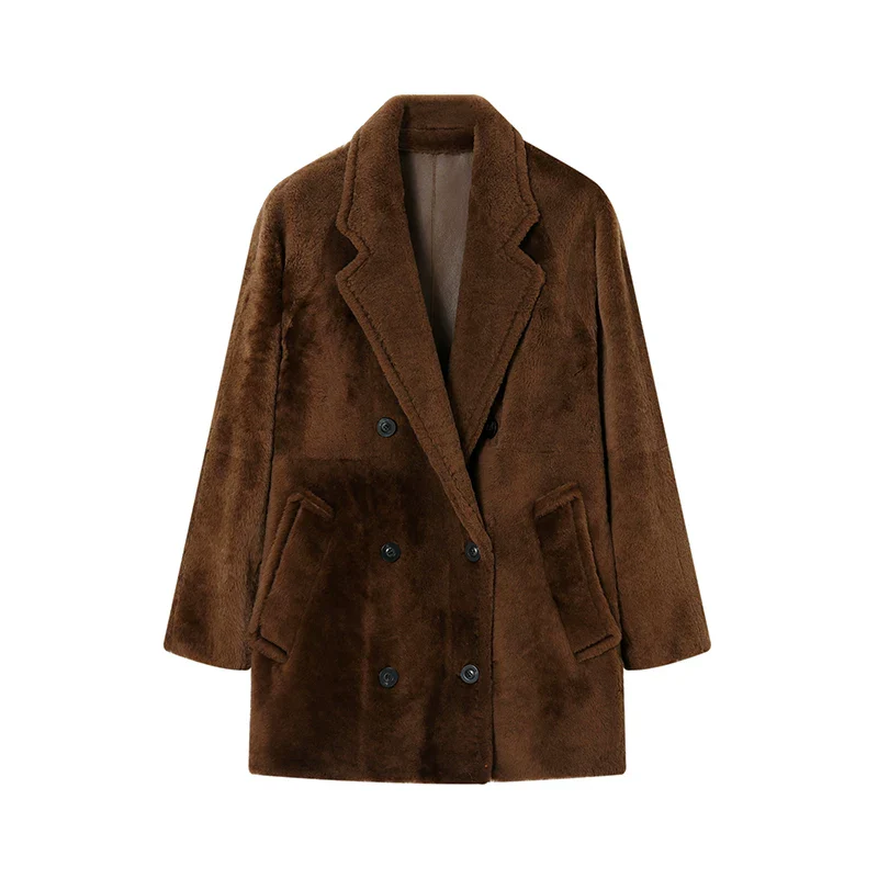 Double-Breasted Shearling Coat - Image 4