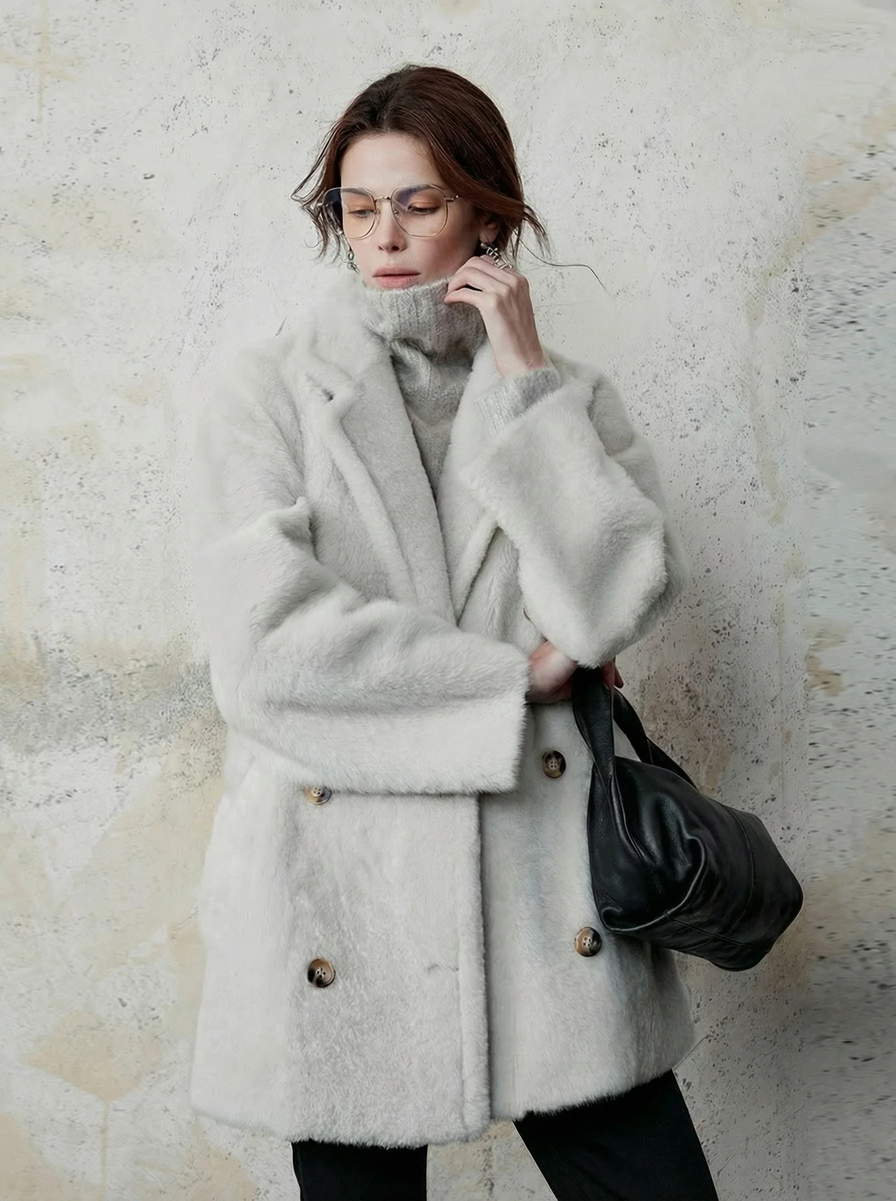 Double-Breasted Shearling Coat - Image 9