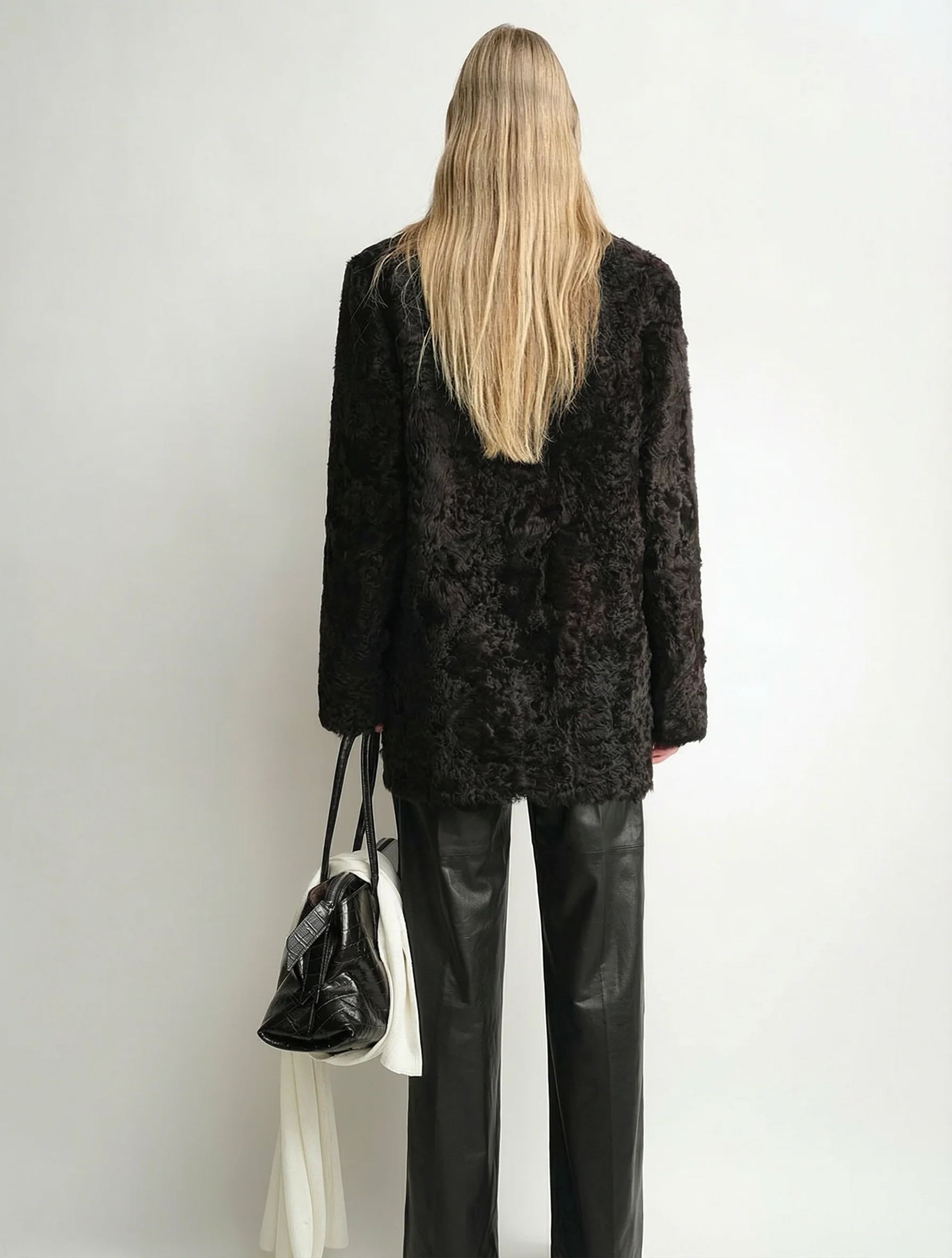 Double-Breasted Shearling Coat - Image 4