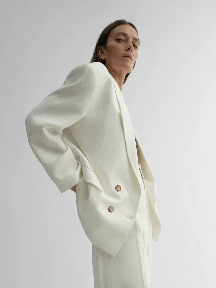 Double-Breasted Textured Blazer - Image 3