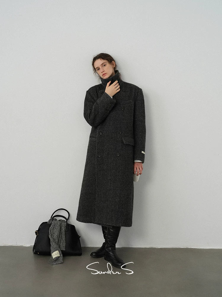 Double-Breasted Textured Wool Overcoat - Image 4