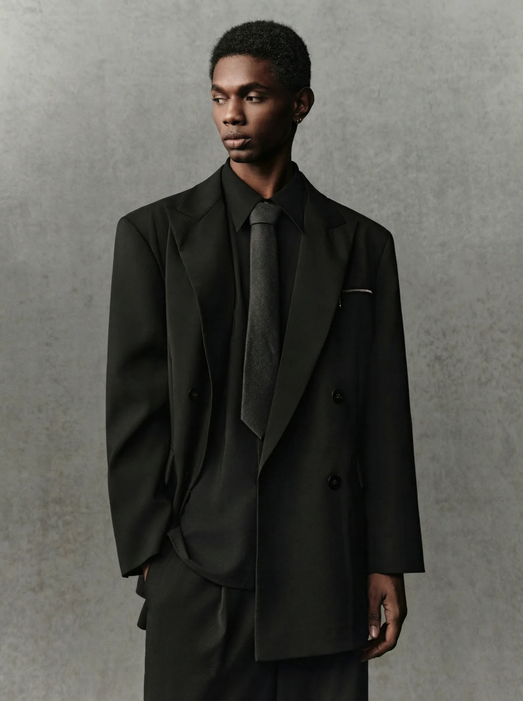 Double-Breasted Zip Blazer