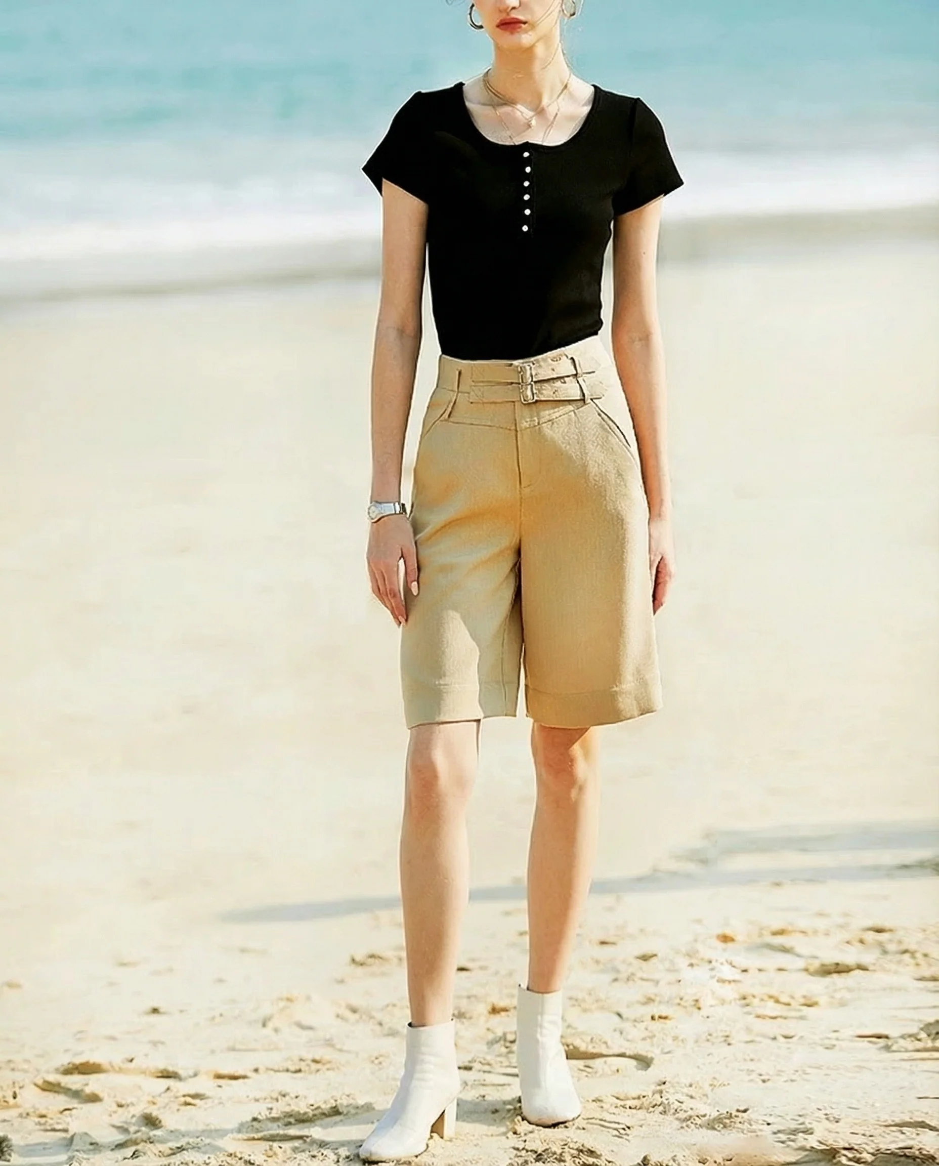 Double-Buckle Bermuda Shorts - Image 3