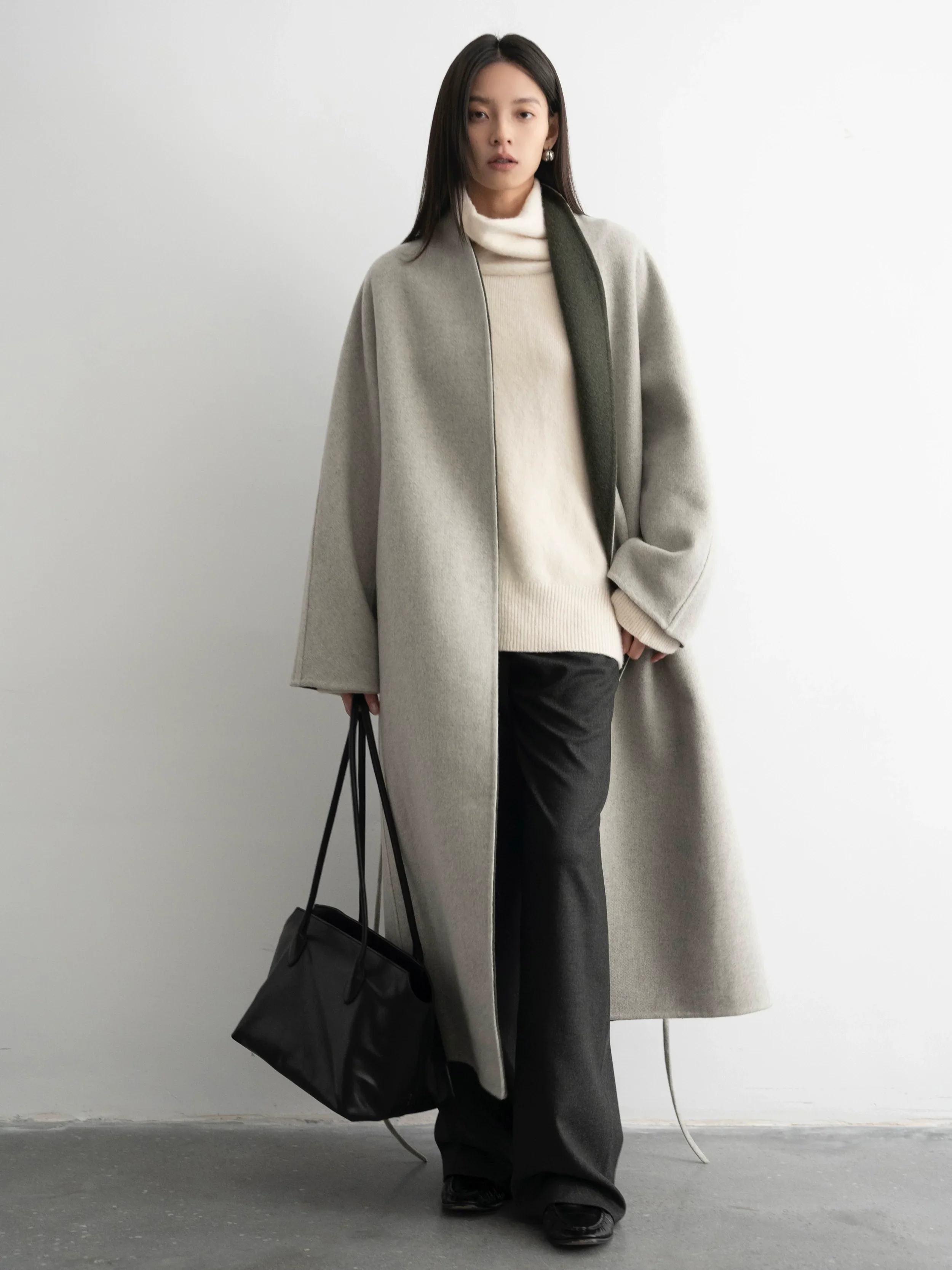Double-Faced Cashmere Wrap Coat - Image 2