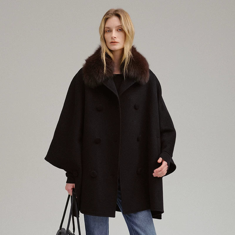 Double-Faced Wool Cape Coat