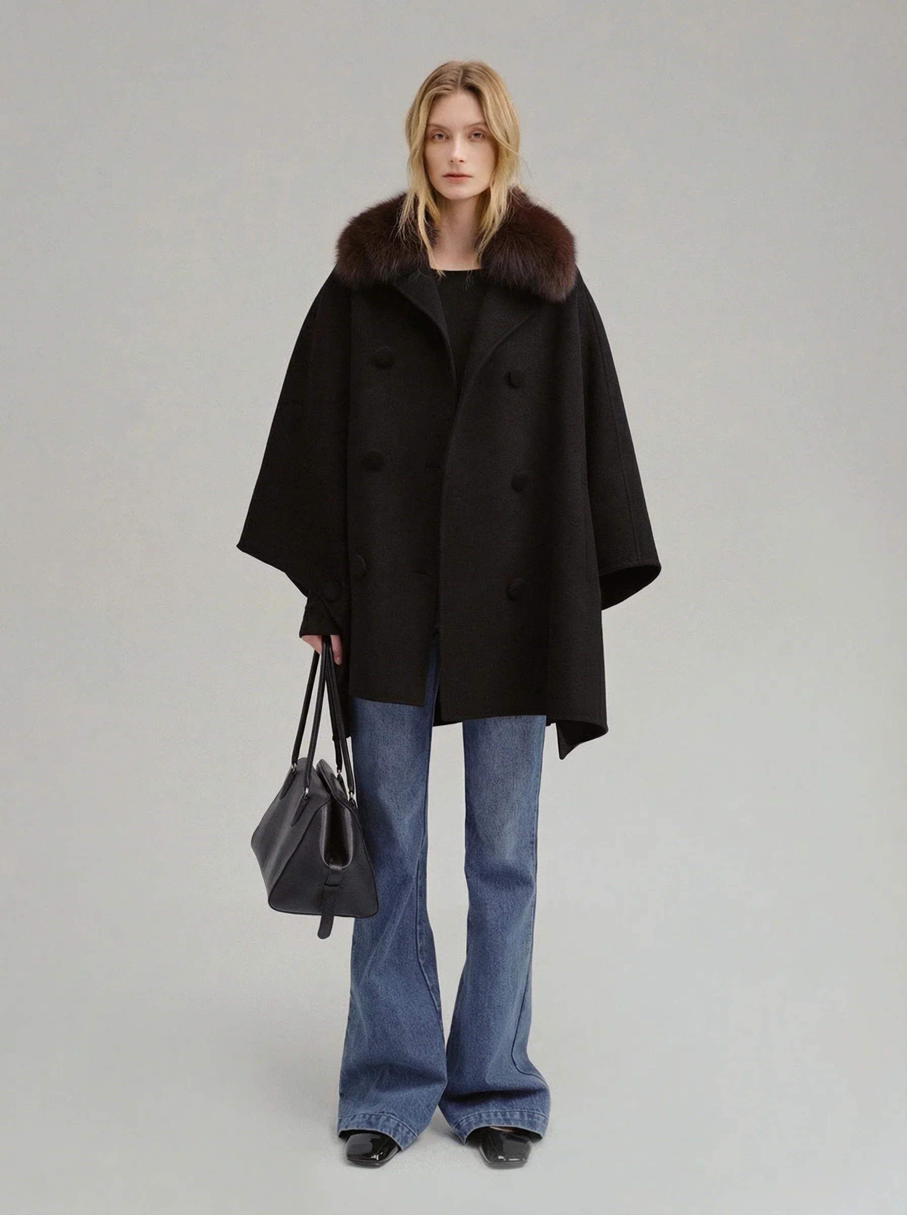 Double-Faced Wool Cape Coat - Image 5
