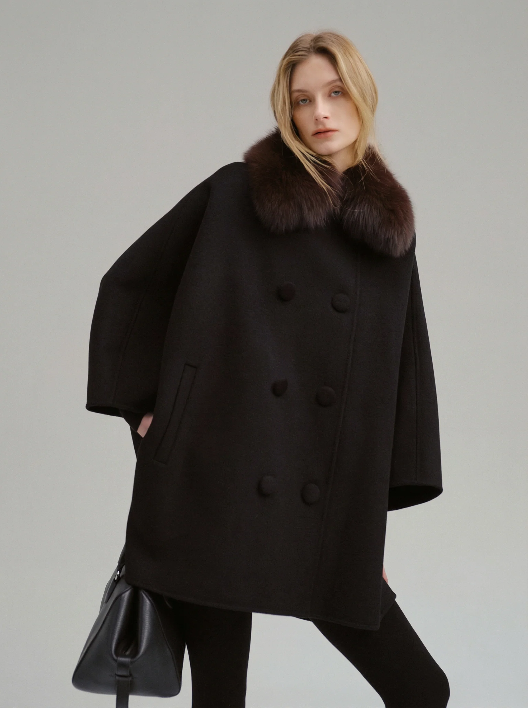 Double-Faced Wool Cape Coat - Image 6