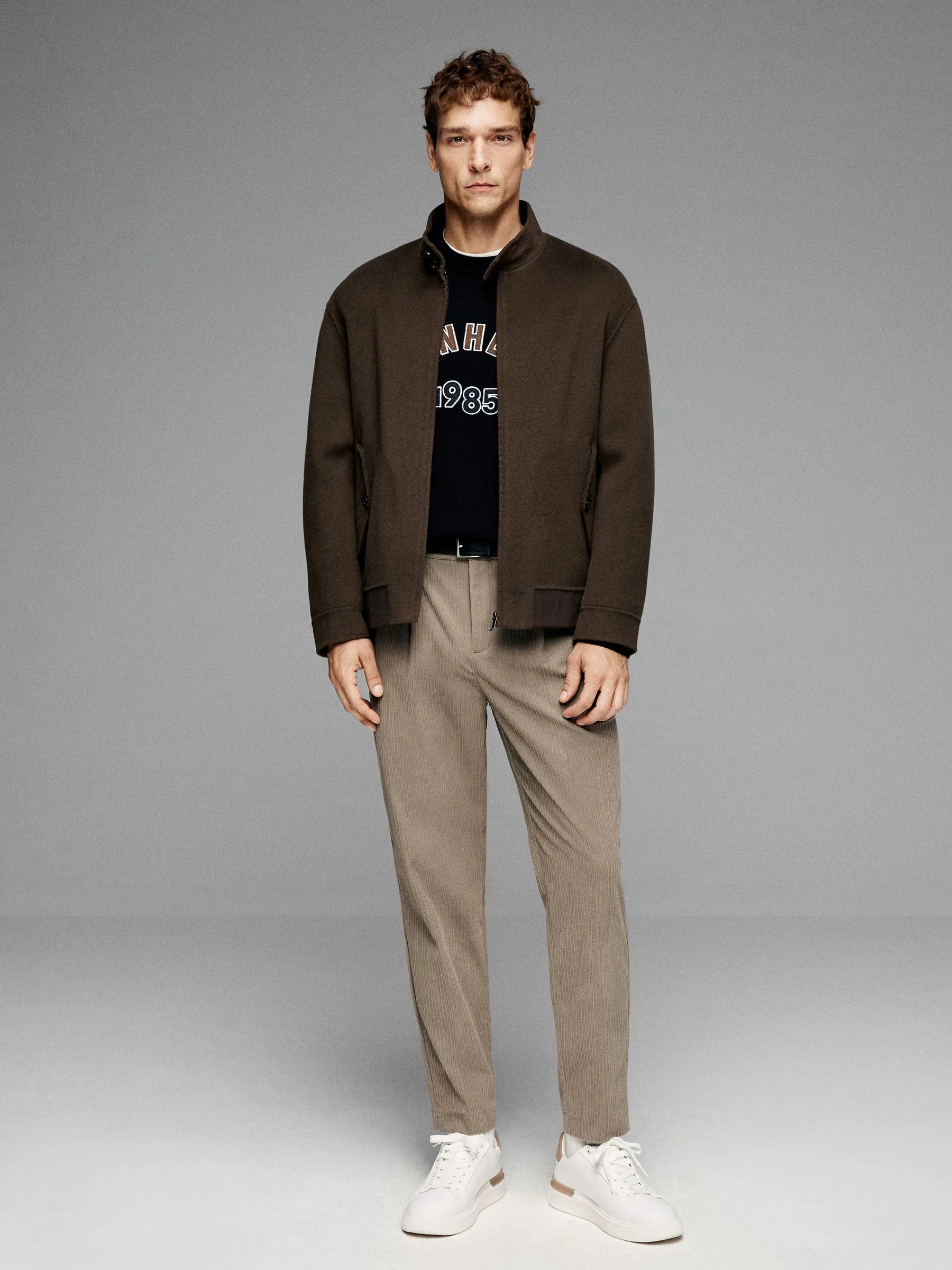 Double-Faced Wool Stand-Collar Jacket