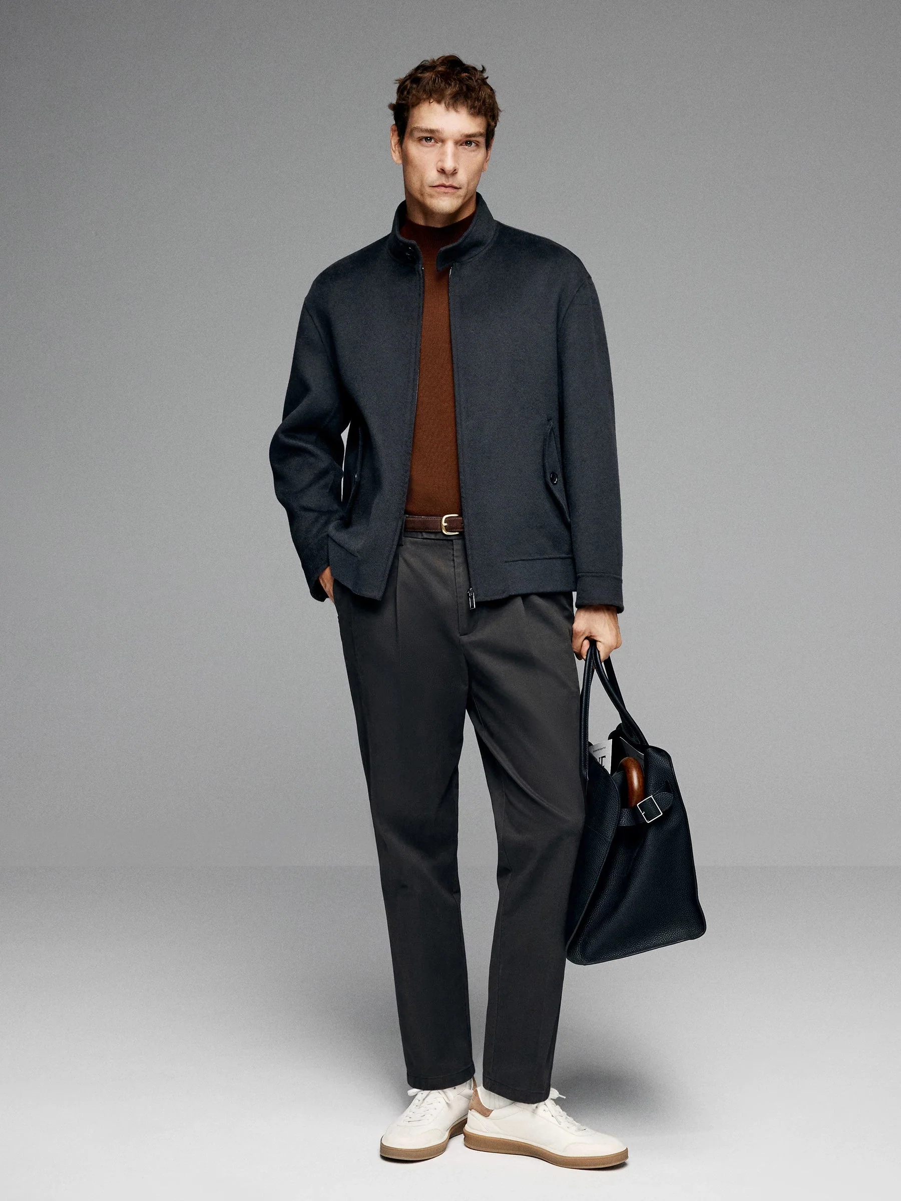 Double-Faced Wool Stand-Collar Jacket - Image 3