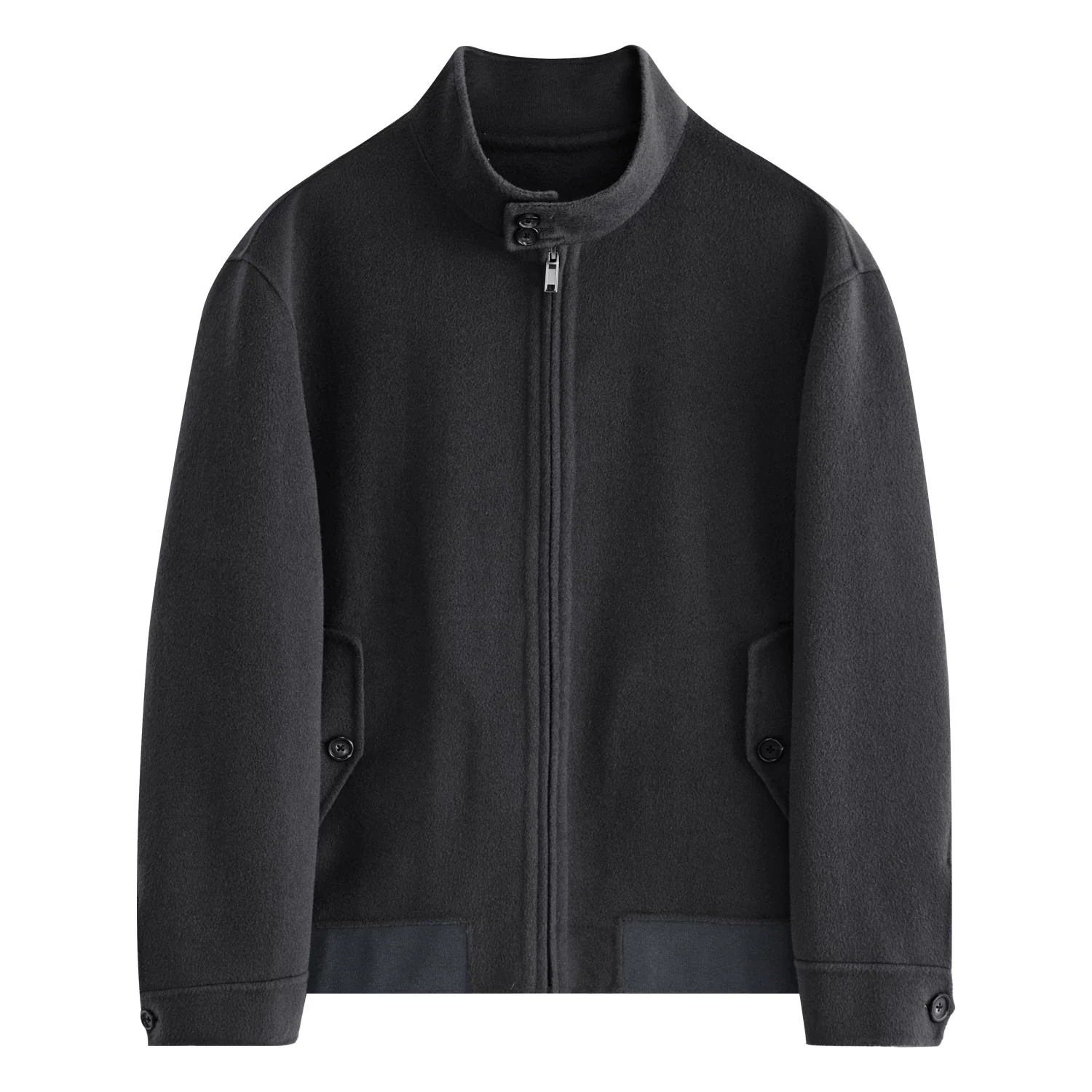 Double-Faced Wool Stand-Collar Jacket - Image 5