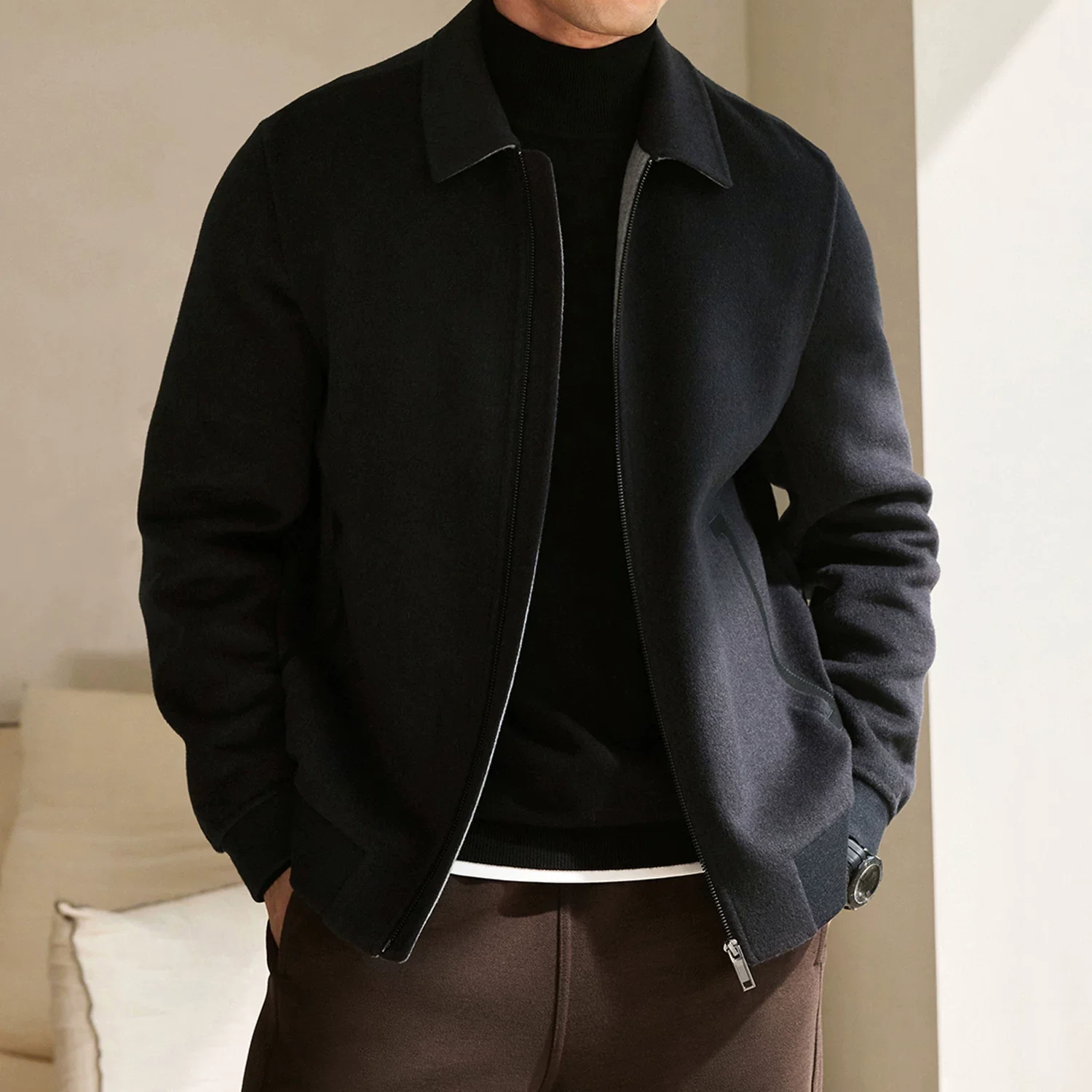 Double-Faced Wool Zip Jacket - Image 3