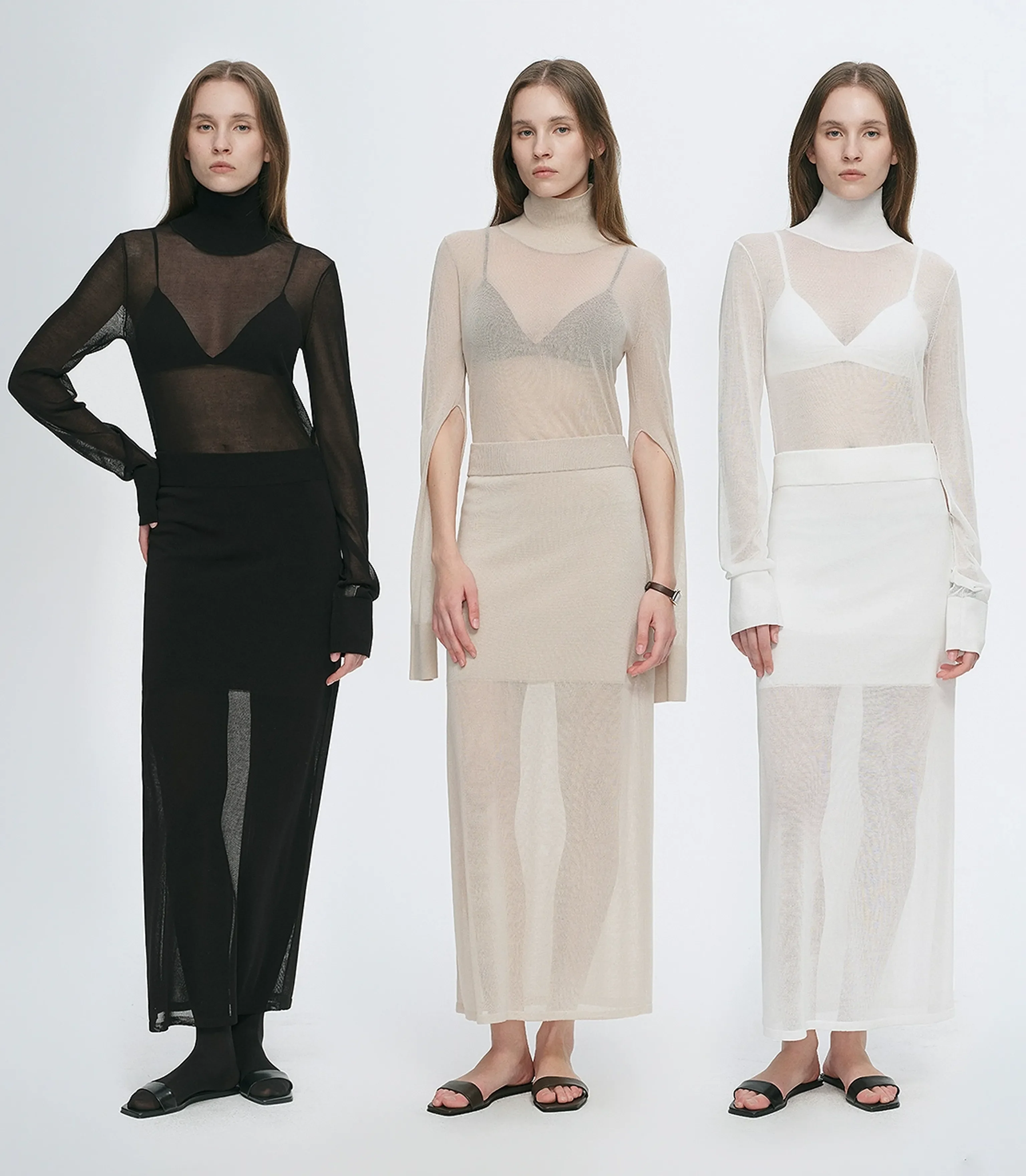 Double-Layer Fine Knit Maxi Skirt - Image 2