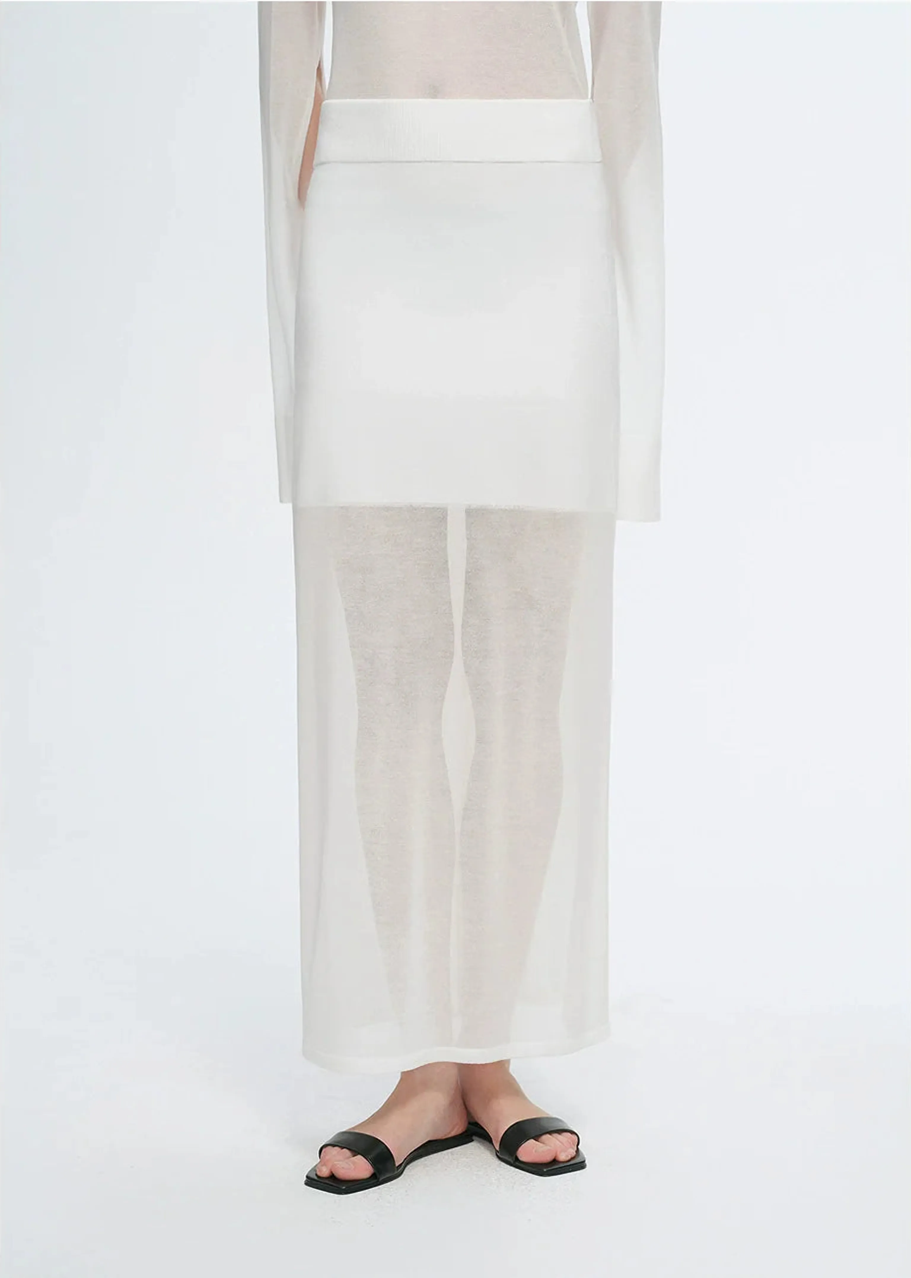 Double-Layer Fine Knit Maxi Skirt - Image 3