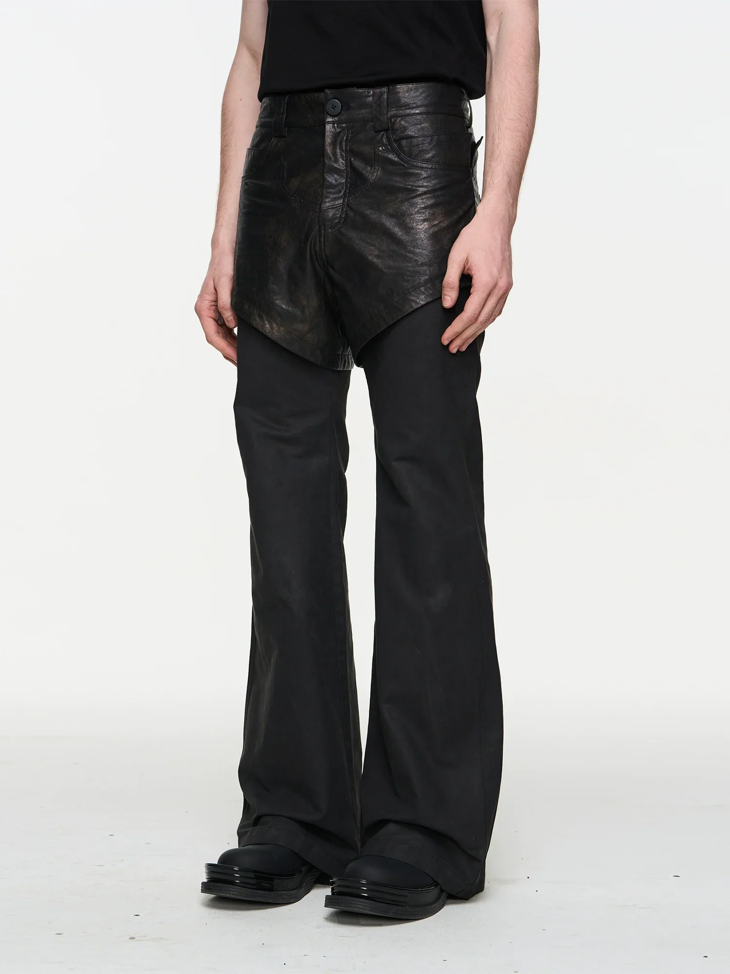 Double-Layer Flared Trousers