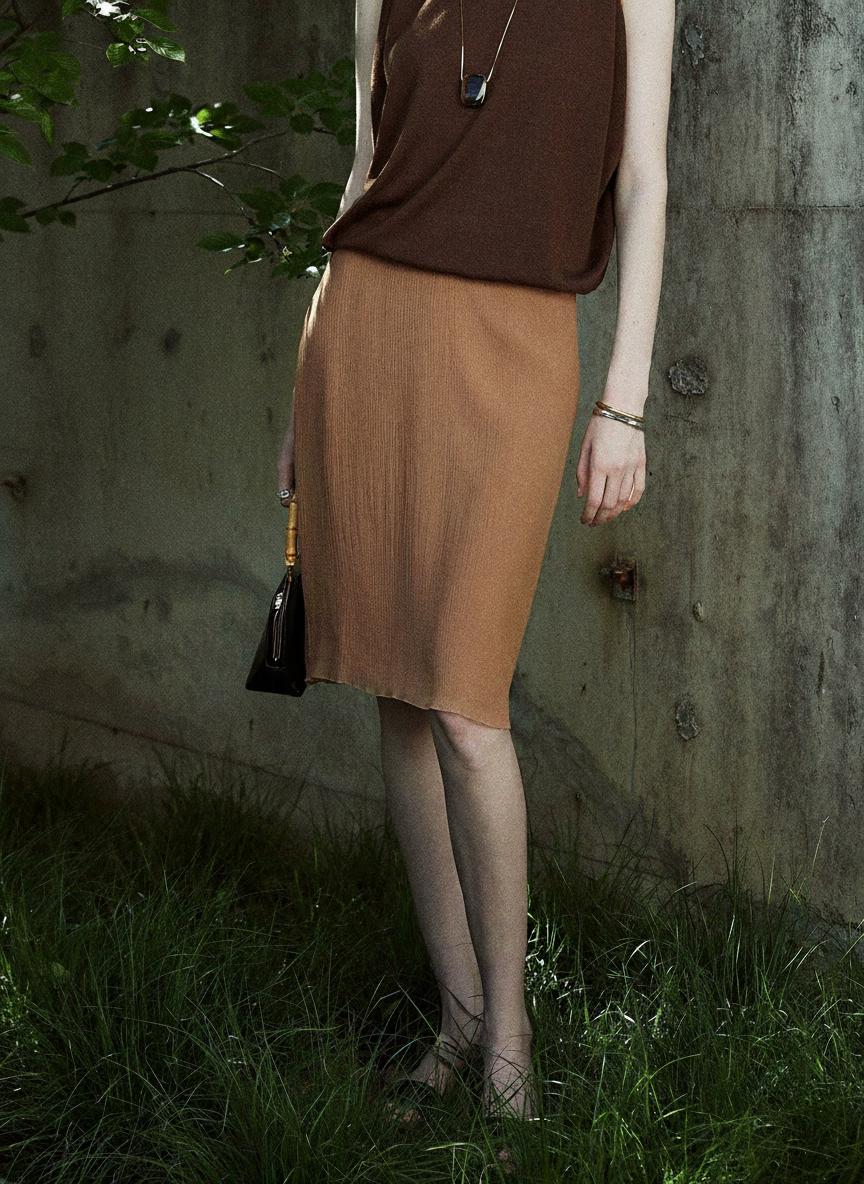 Double-Layer Silk Pleated Skirt
