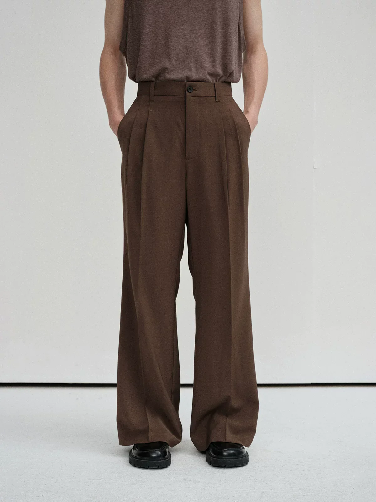 Double-Pleat Flared Trousers
