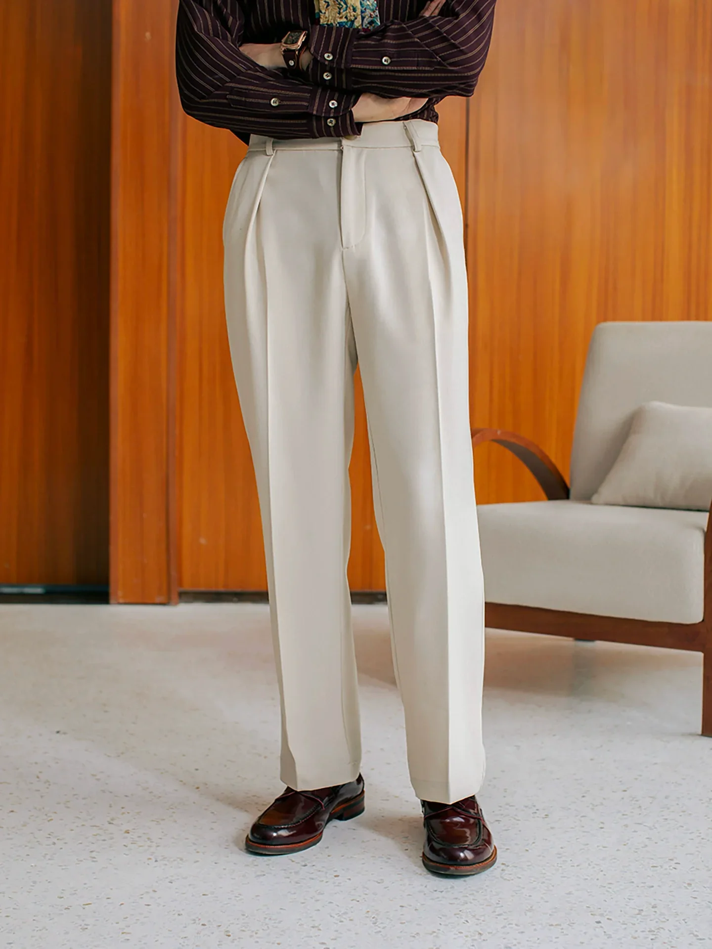 Double-Pleat Tapered Suit Trousers