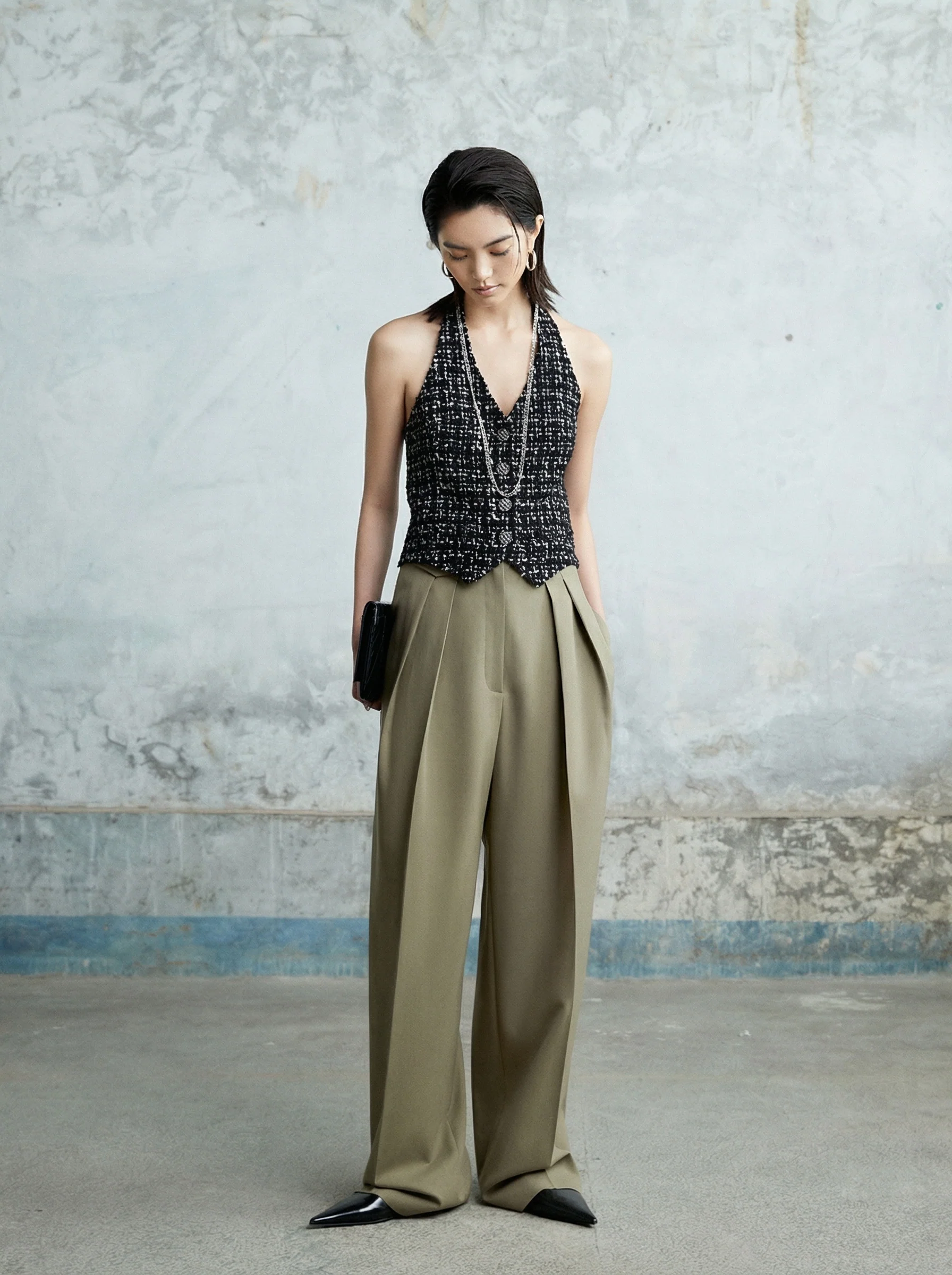 Double Pleat Wool Trousers - Image 7