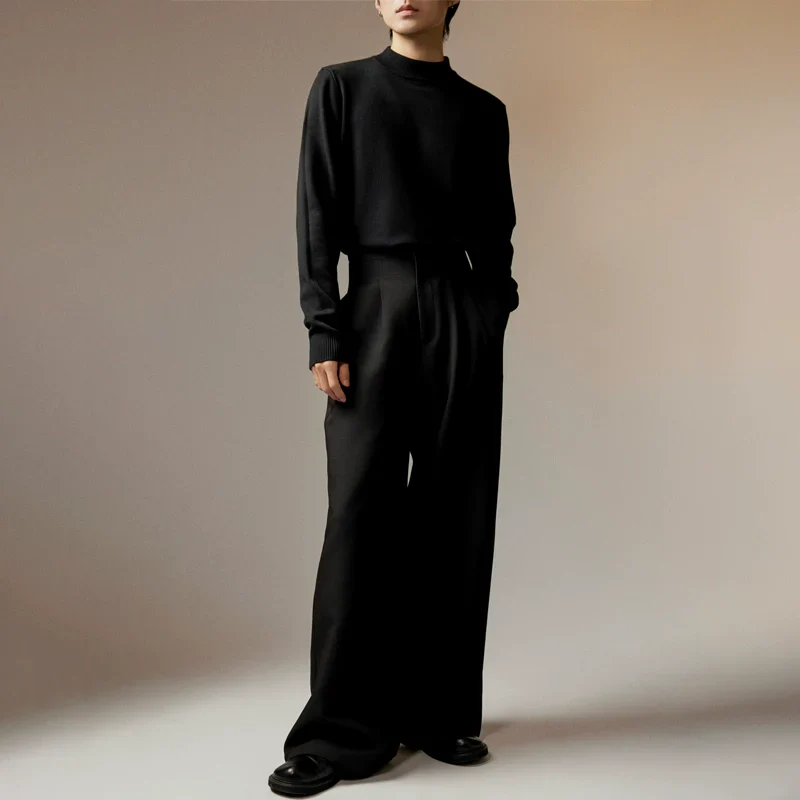 Double Pleated Wide-Leg Trousers - Image 2