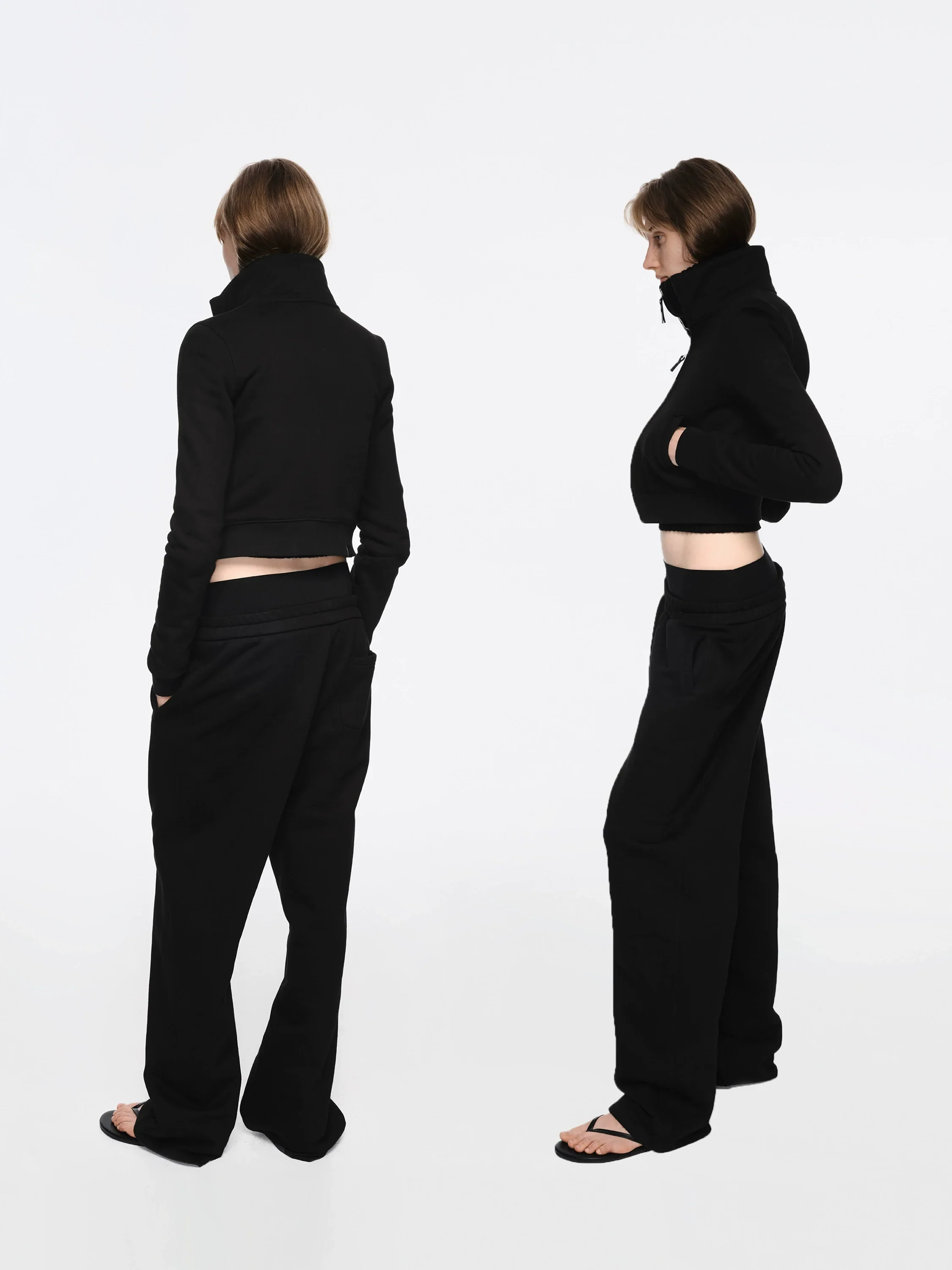 Double-Waist Fleece Wide-Leg Sweatpants - Image 3