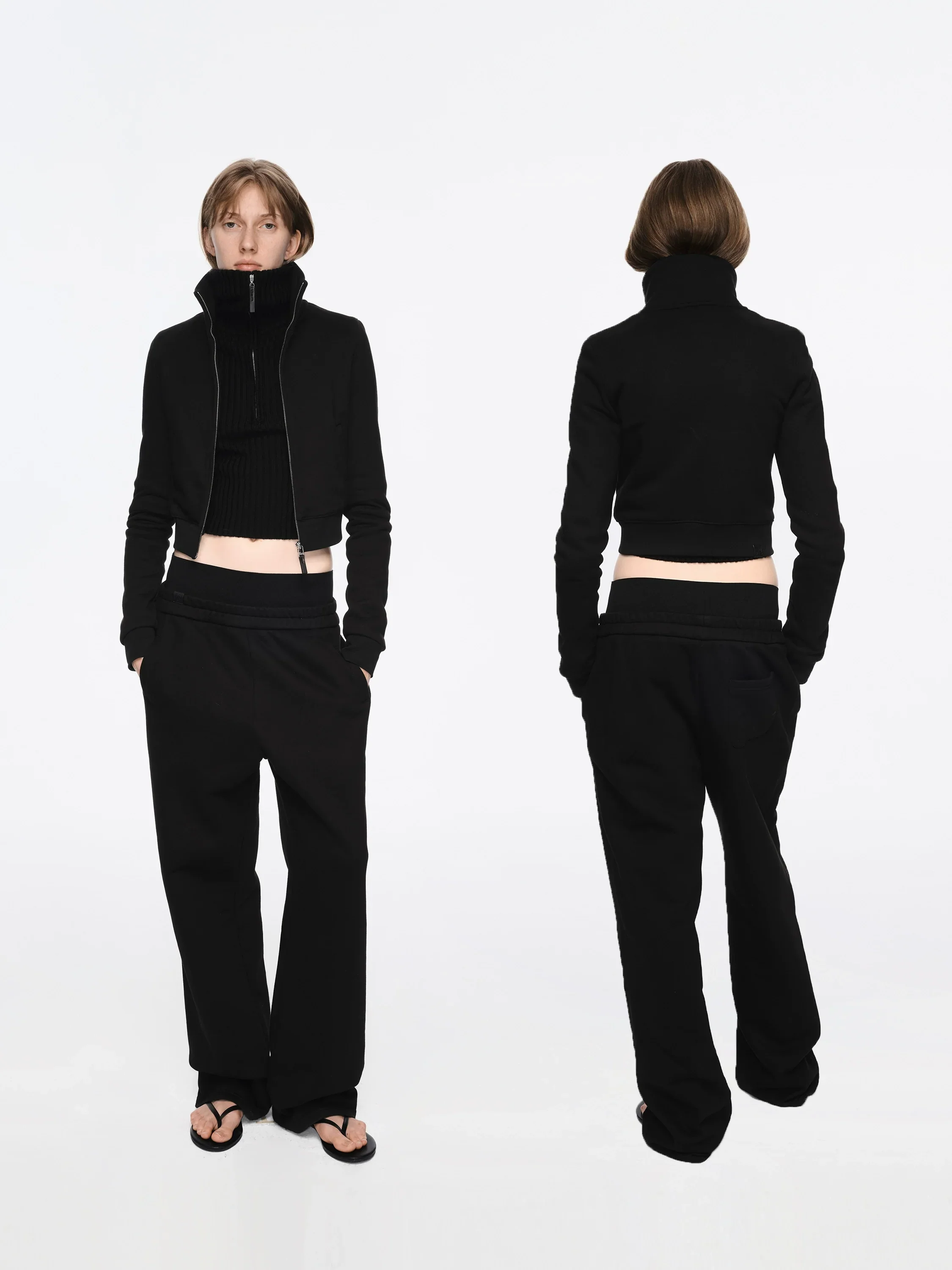Double-Waist Fleece Wide-Leg Sweatpants - Image 4
